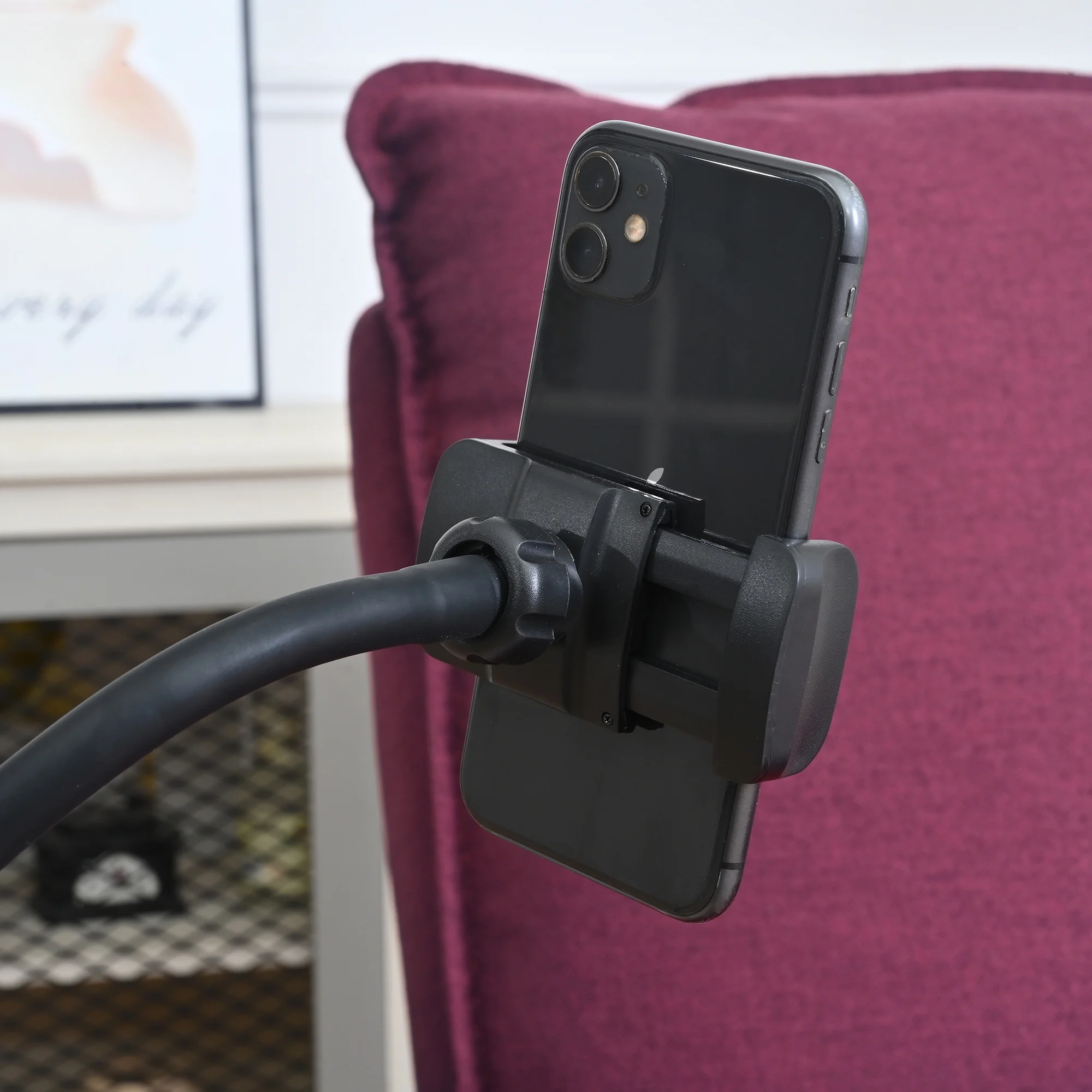 Aukfa Recliner Chair, Single Sofa Armchair with Cup & Phone Holder for Living Room Bedroom, Red - Image 3