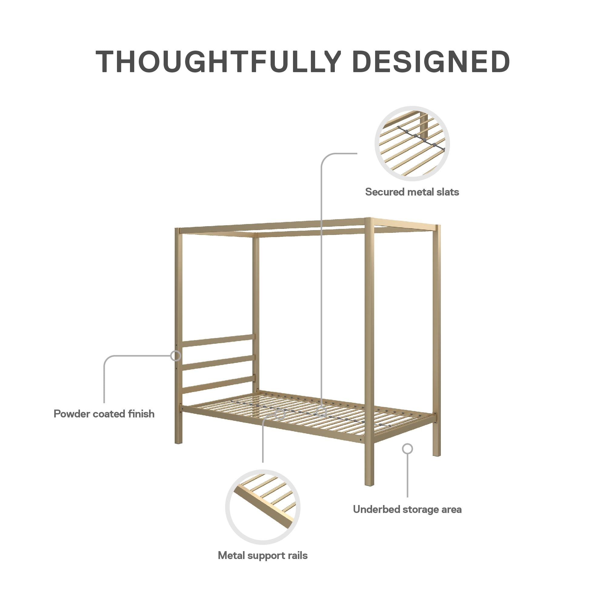 DHP Modern Metal Canopy Platform Bed Frame, Twin, Gold - Image 6