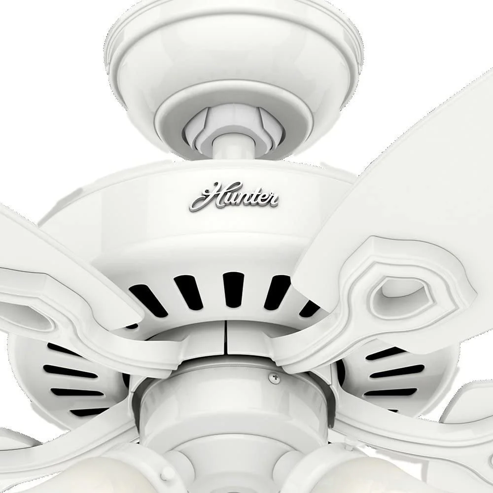 Hunter - Builder Indoor Ceiling Fan With Light, 42-inch, Snow White, Traditional-style, 3-speed WhisperWind Motor, 52105, for living rooms, bedrooms, home offices, kitchens - Image 2