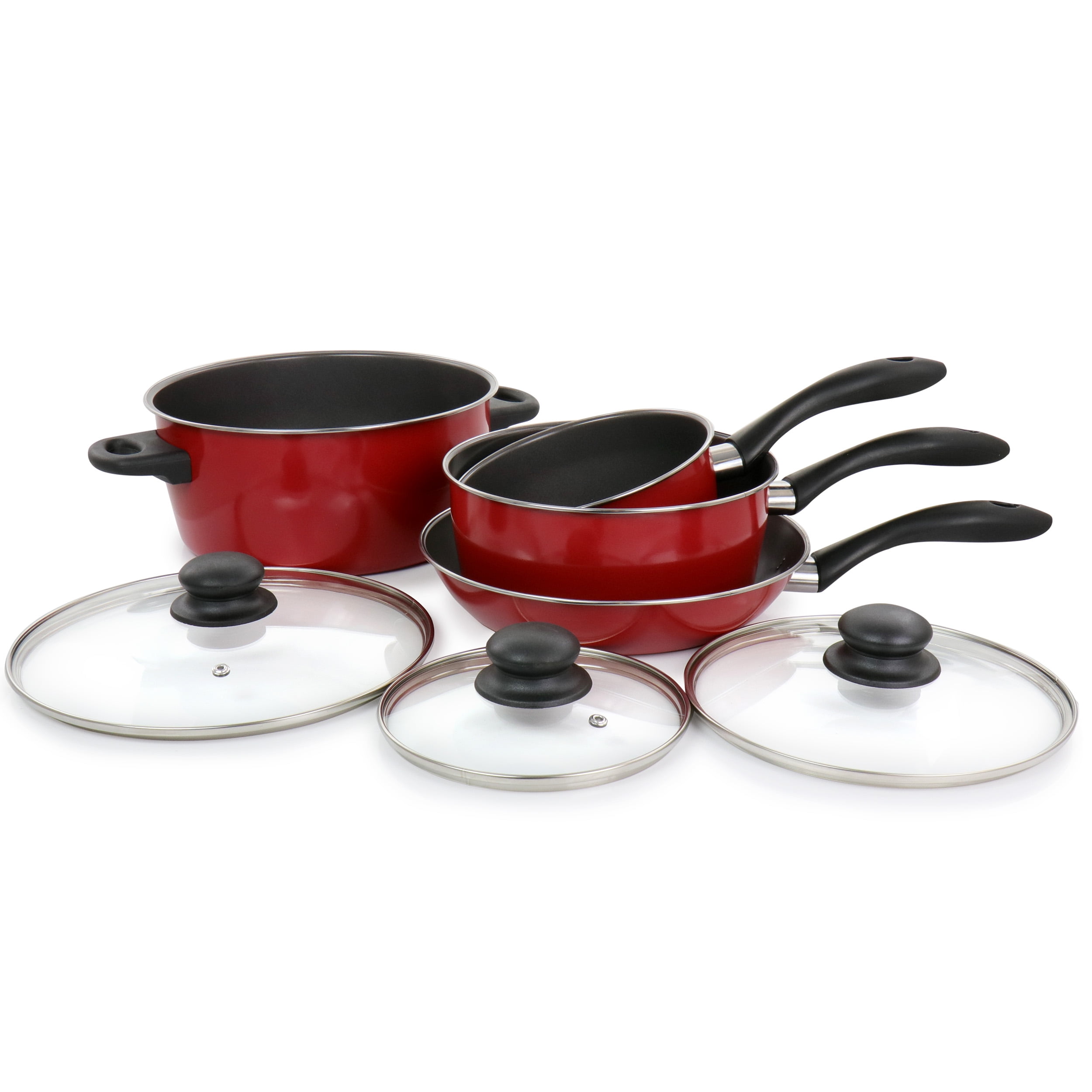 Armada 7 Piece Nonstick Carbon Steel Cookware Set in Red - Image 2
