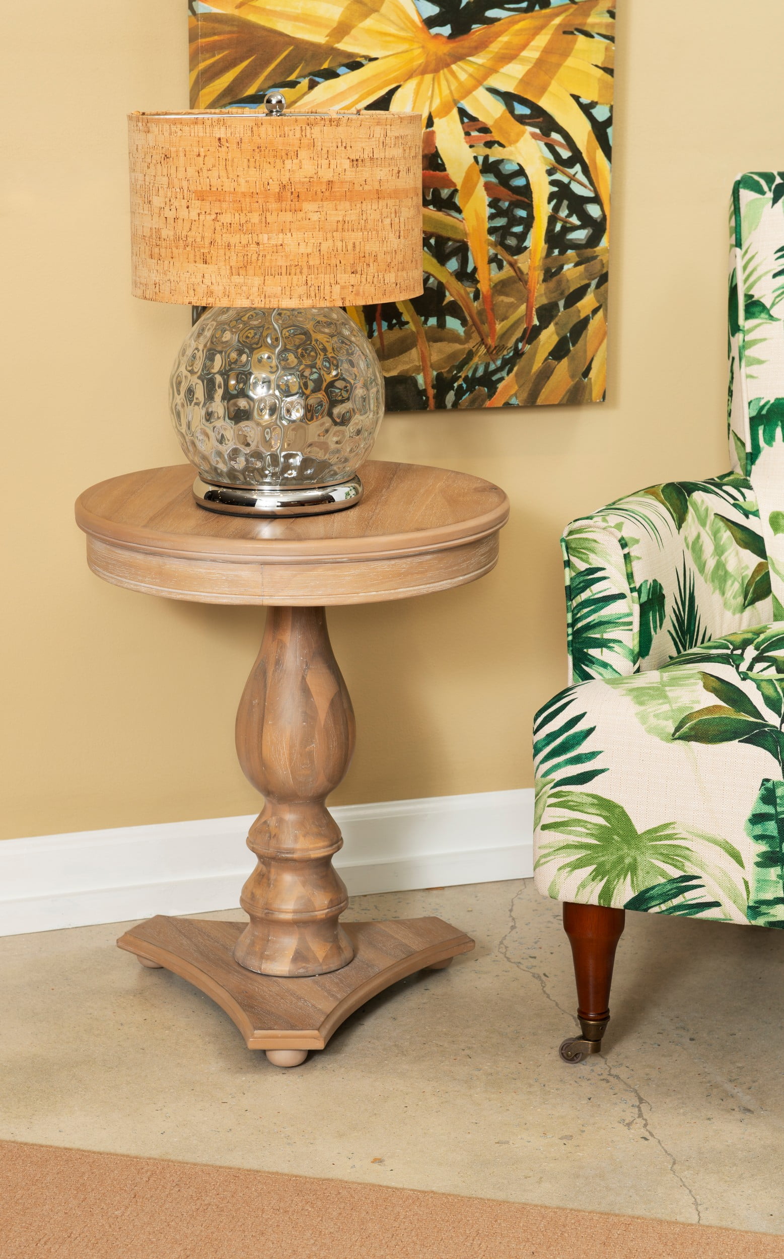 Powell Stanton Pedestal Accent Side Table, Natural - Image 12