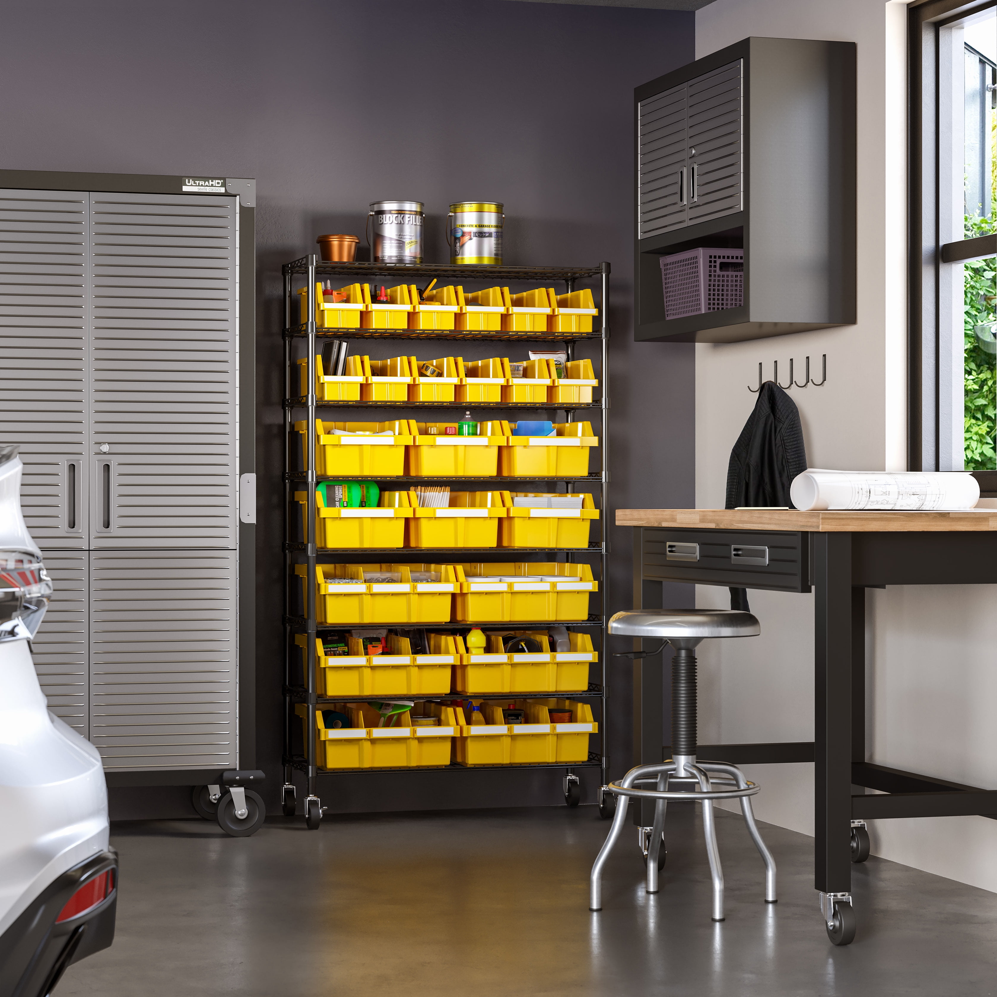 Seville Classics 8-Tier NSF 24-Bin Rack, 36" W x 14.25" D x 63.5" H, Yellow - Image 12