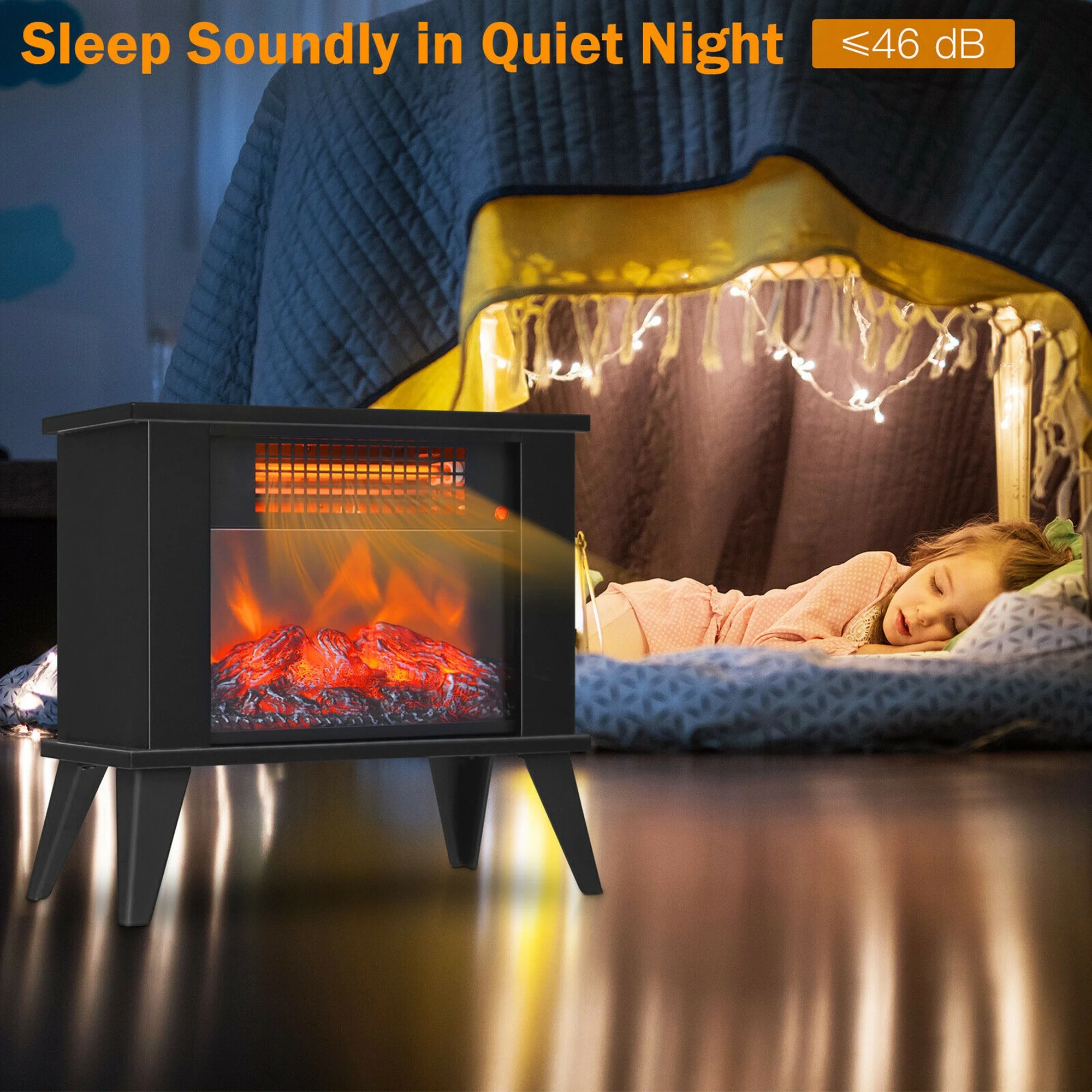 Gymax 14'' Portable Electric Fireplace Heater Mini Freestanding Infrared Stove - Image 6