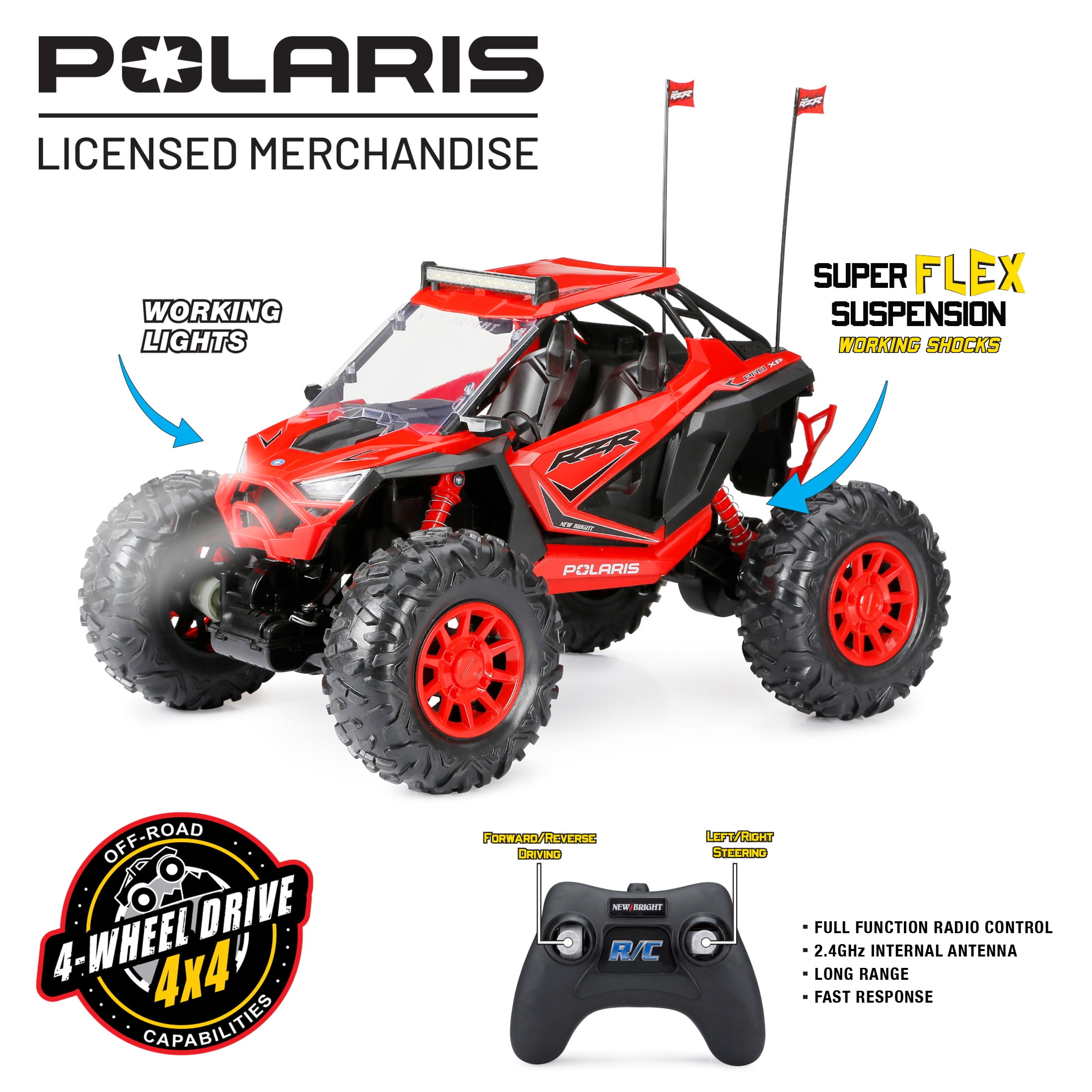 New Bright (1:5) RZR XP Pro Battery Remote Control Red Polaris ATV, 60805-2R Child Tween - Image 11