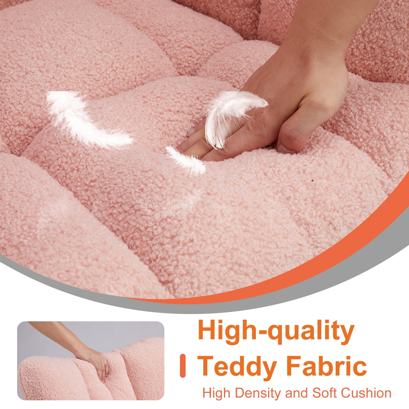 CONCETTA Nursery Rocking Chair with High Backrest and Padded Seat, Glider for Living Rooms, Bedrooms, and Offices, Pink - Image 6