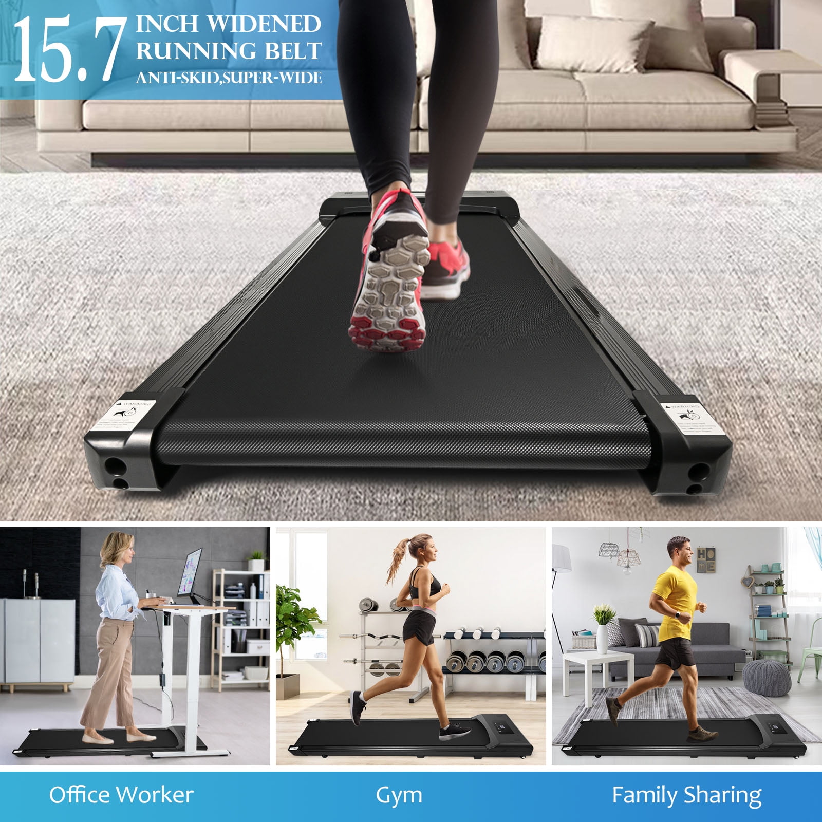 Walking pad Treadmill, 2 in 1 Portable Walking Treadmill, Under Desk Treadmill for Home Office Walking Treadmill with LED Display and Remote Control - Image 5