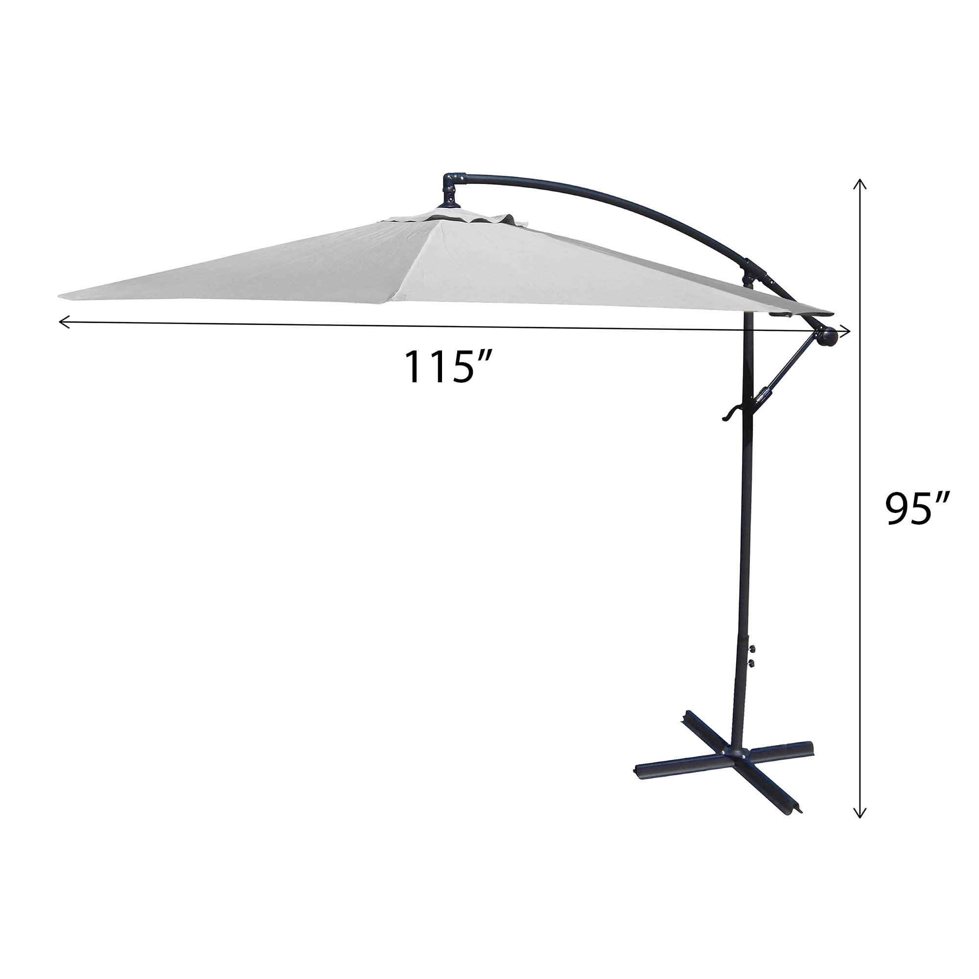 Jordan Manufacturing 8' Green Solid Octagon Folding Offset Cantilever Patio Umbrella with Crank Opening - Image 4