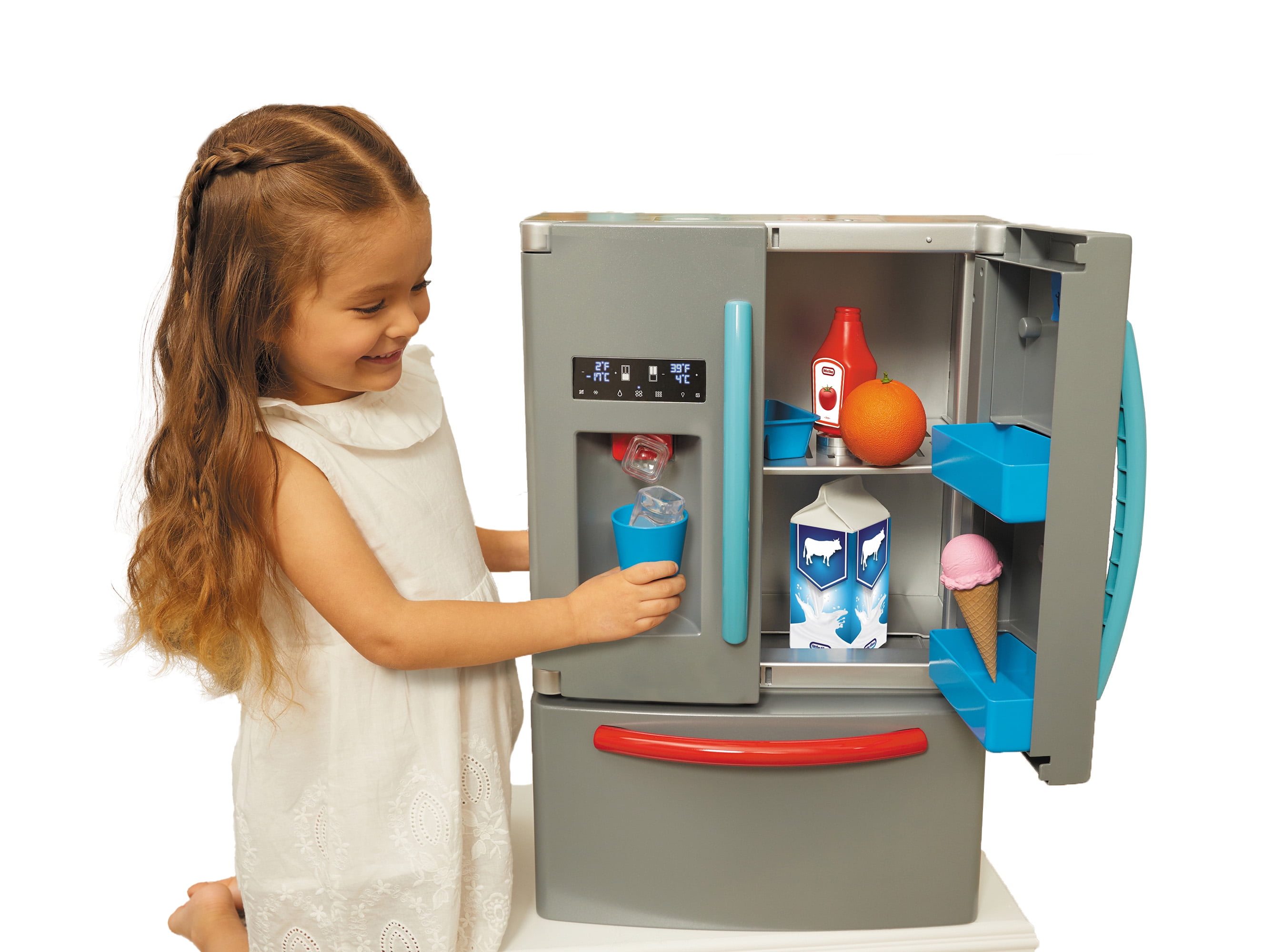 Little Tikes First Fridge Refrigerator with Ice Dispenser, Pretend Play Appliance with 11 Kitchen Accessories, Kids Ages 2+ - Image 2