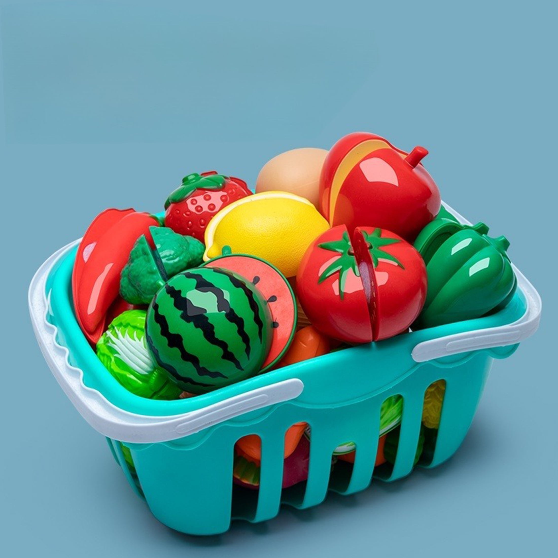 KOPPOP 36-Piece Play Food Toy Set for Toddlers, Pretend Kitchen Accessories with Cutting Fruits & Vegetables - Image 3