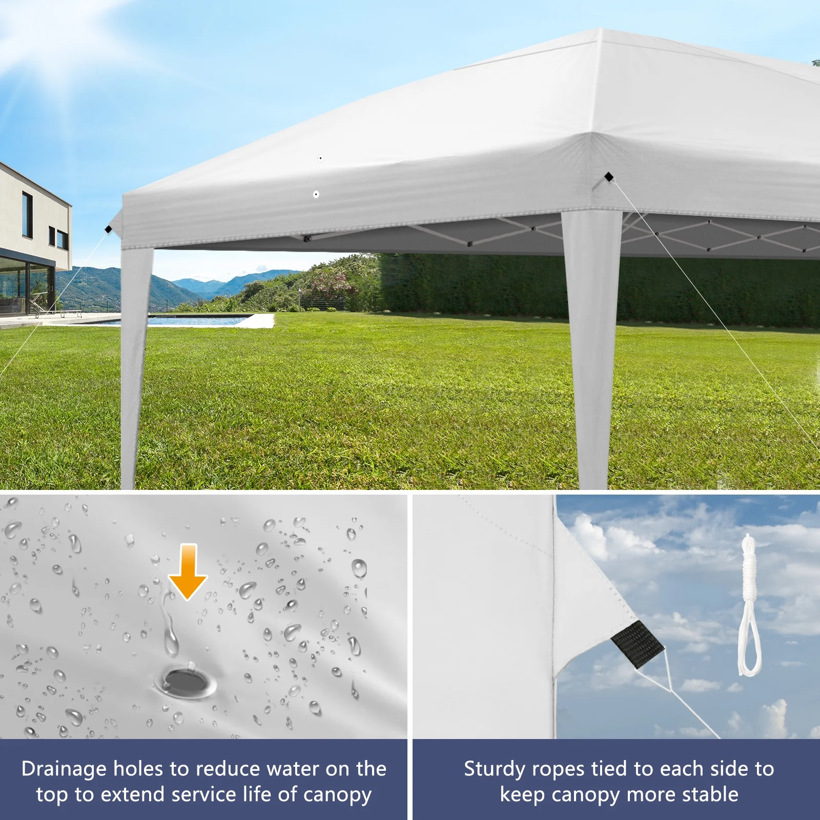 UBesGoo Easy Pop Up Canopy Party Tent, 10 x 20-Feet, White - Image 5