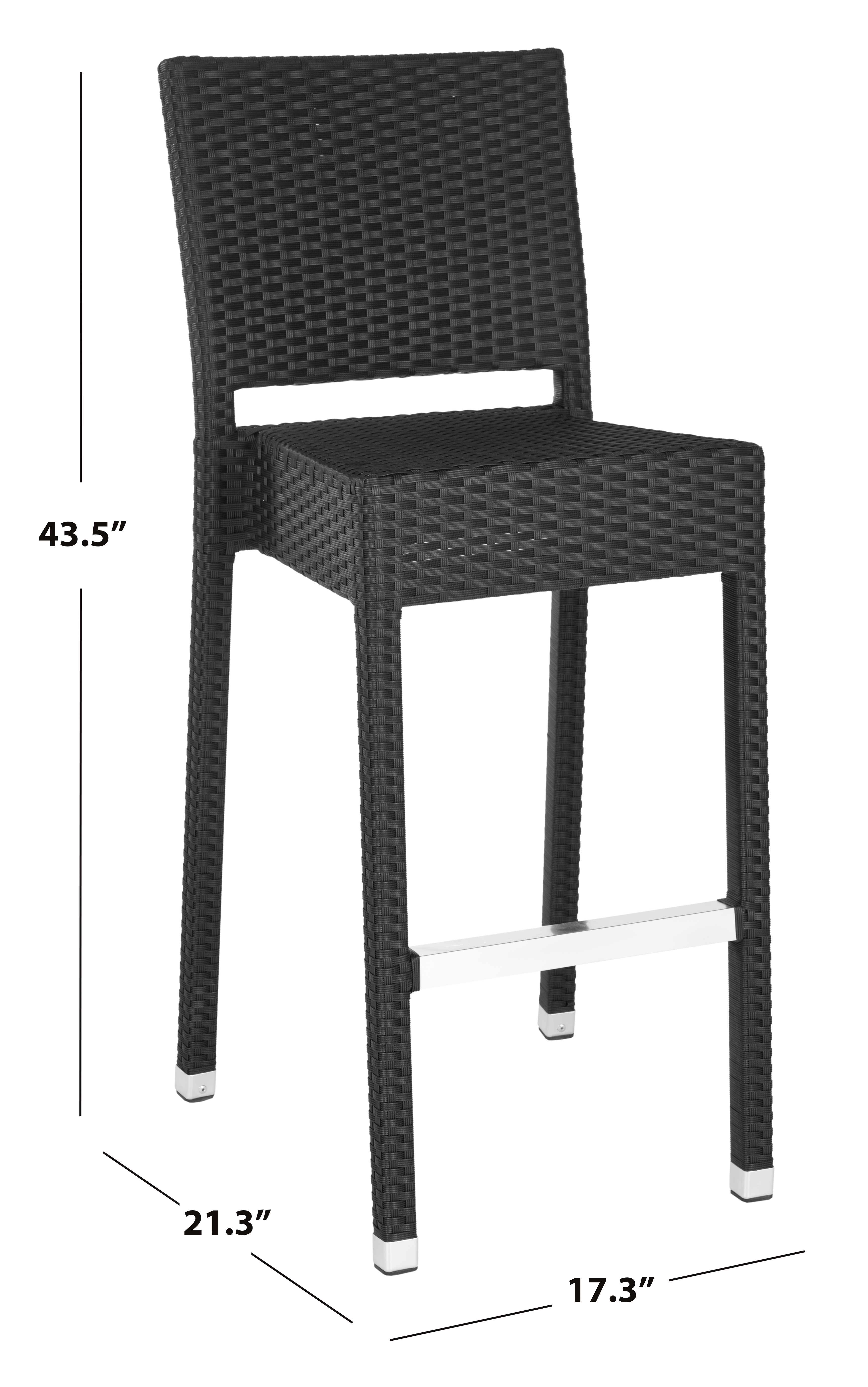 SAFAVIEH Bethel 43.5 in. High Indoor/Outdoor Rattan Bar Stool, Black - Image 5