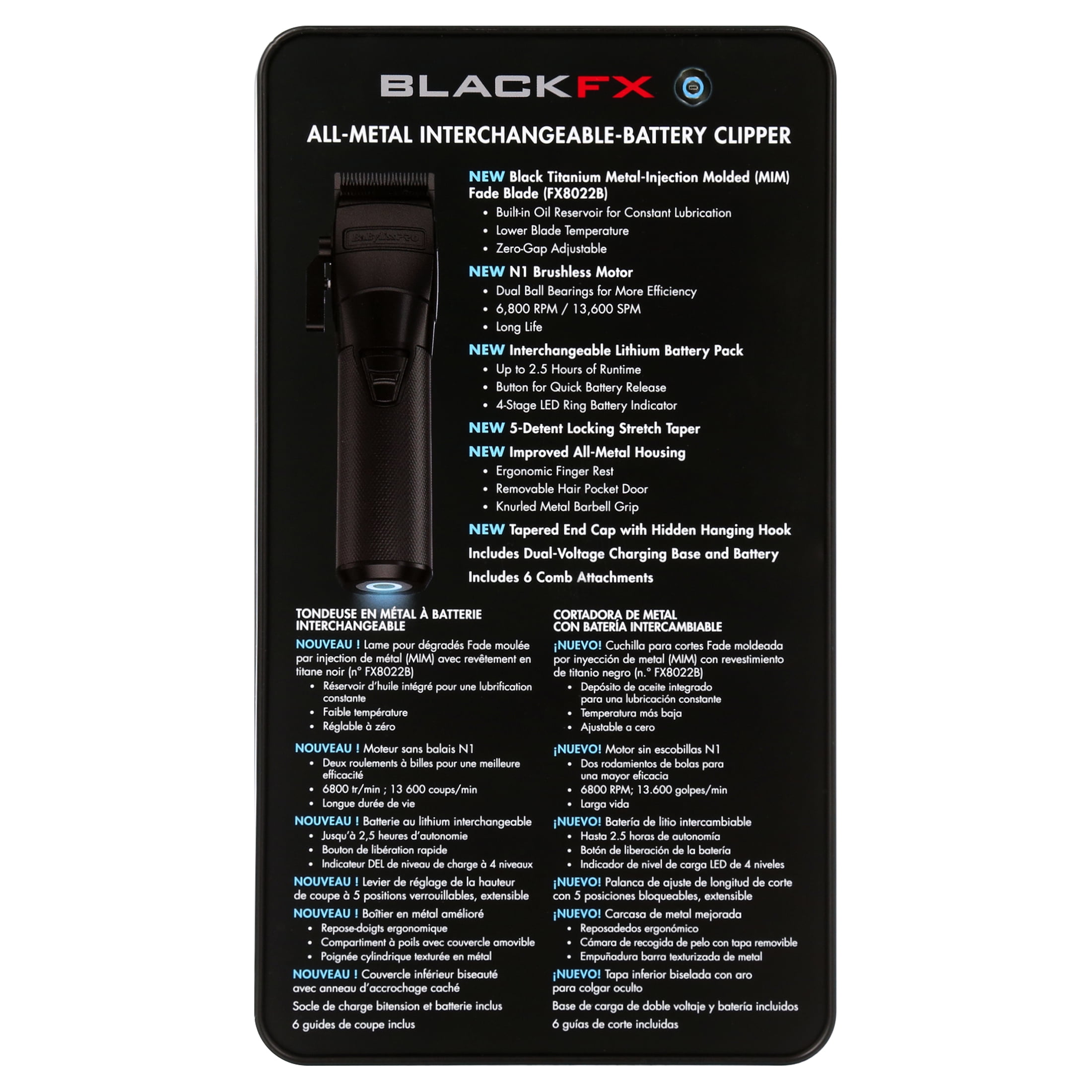 BaBylissPRO FXONE BLACKFX Metal Professional Hair Clippers - Image 9