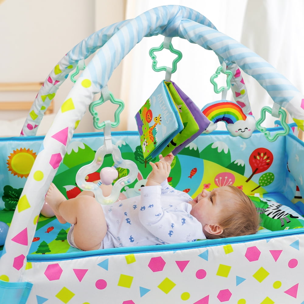 Dr.Rapeti Baby Play Gym Mat with Ball Pit 47x40 inches Colorful Animal Planet Style Activity Gym Center Tummy Time Mat for Newborn Infant Baby Toddler - Image 8