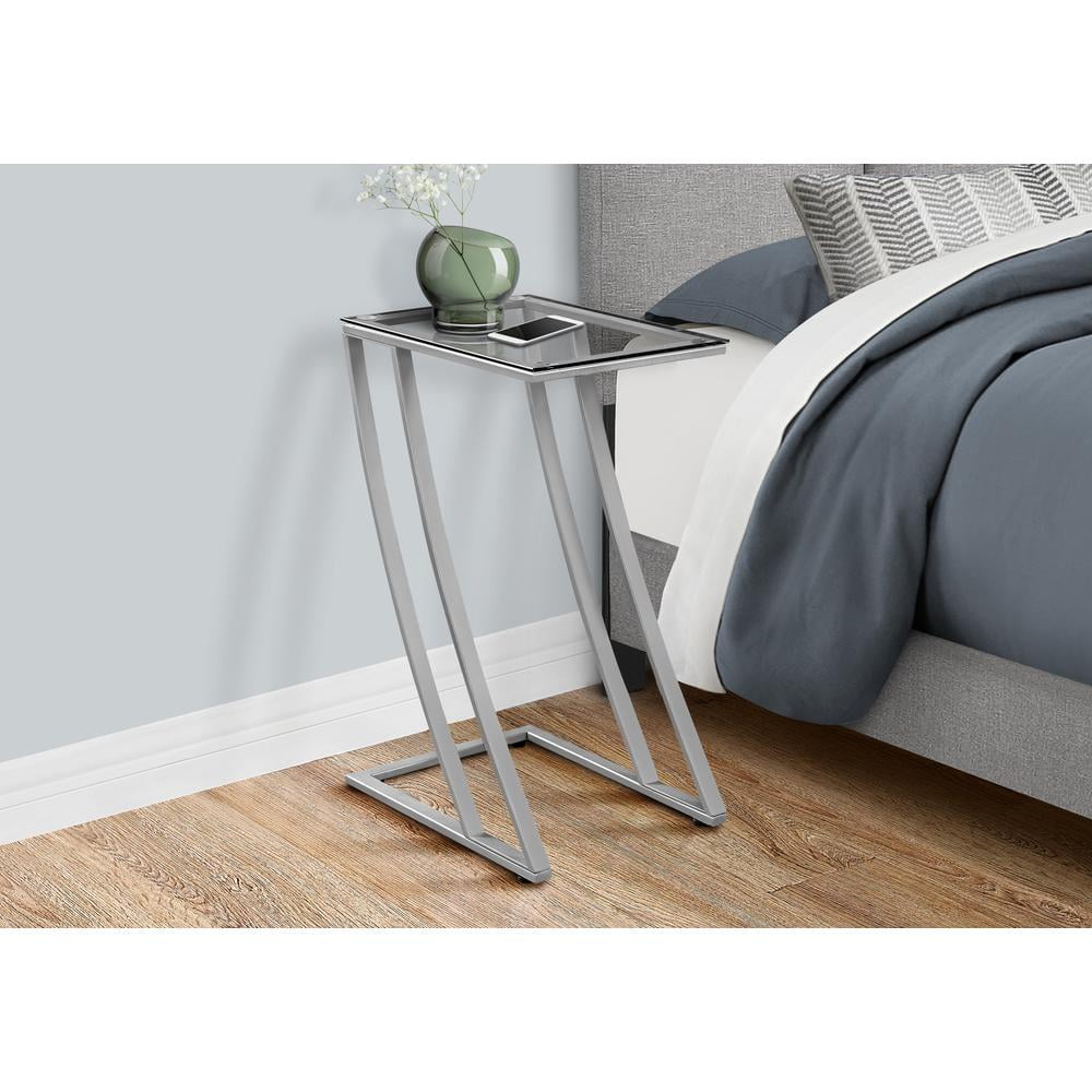 Accent Table C-shaped End Side Snack Living Room Bedroom Metal Grey - Image 4