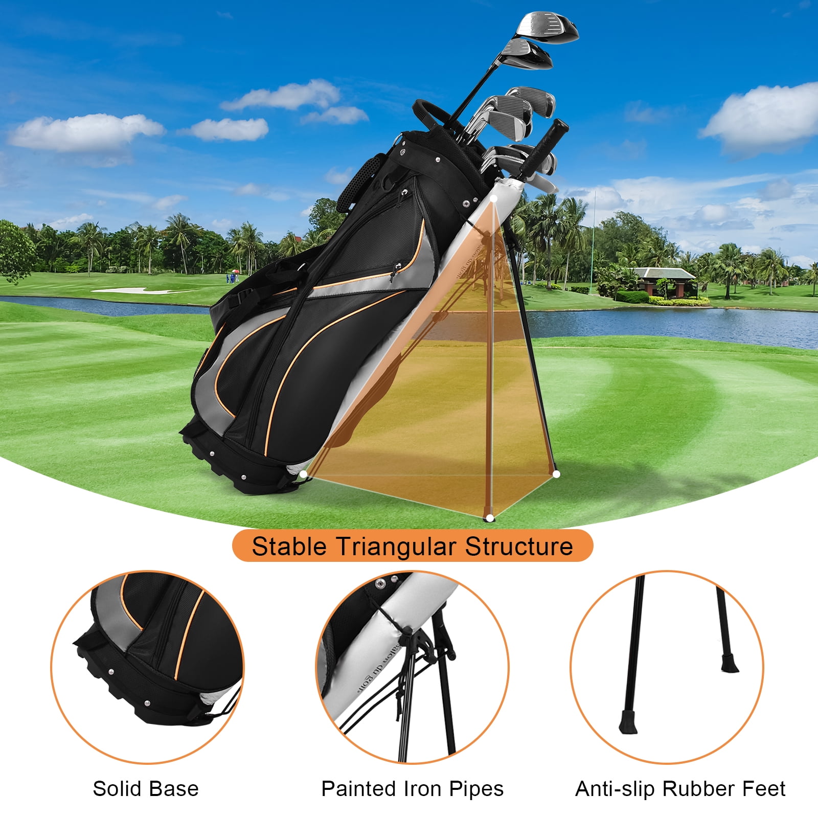 Costway Golf Stand Bag Portable Lightweight Golf Carry Club Bag w/ 8-way Divider - Image 7