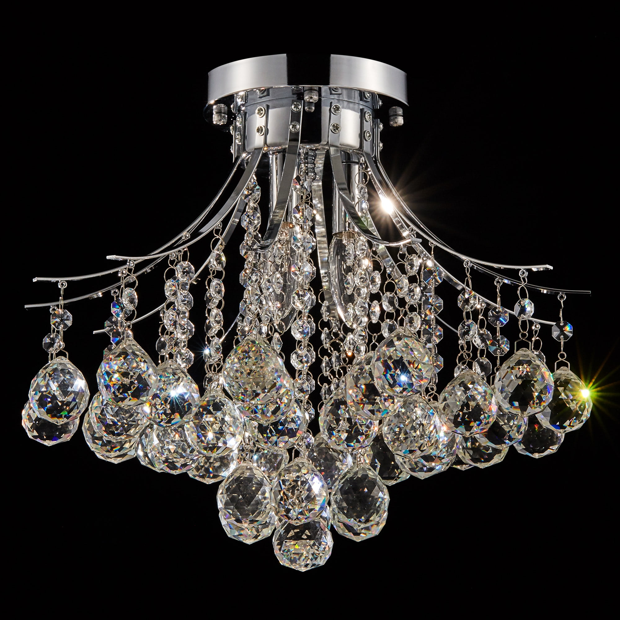3-Light Crystal Chandelier Ceiling Fixture Pendant, Flush Mount Raindrop Pendant UL Listed - Image 10
