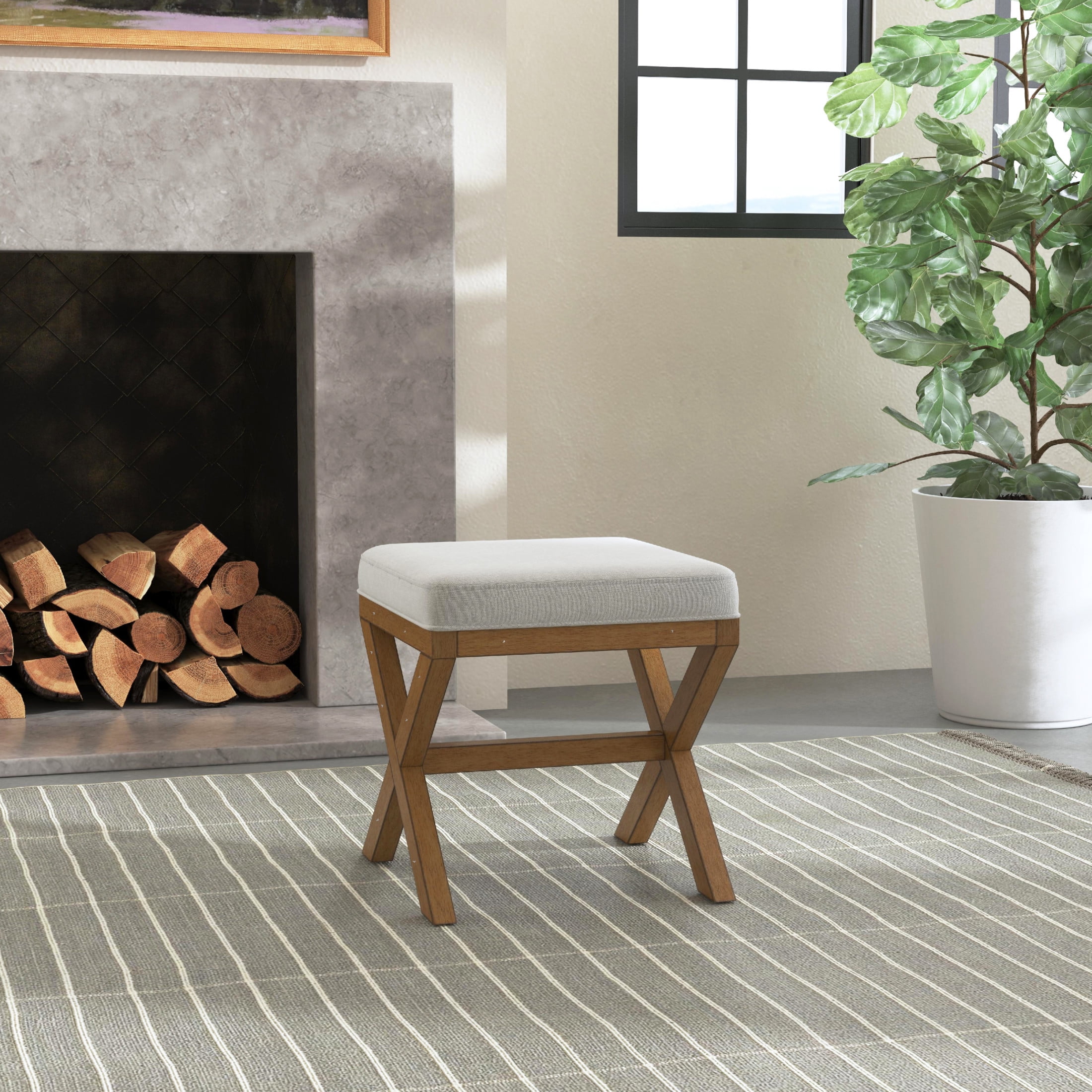 Hillsdale Furniture Somerset Backless Wood Vanity Stool, Dark Driftwood - Image 8