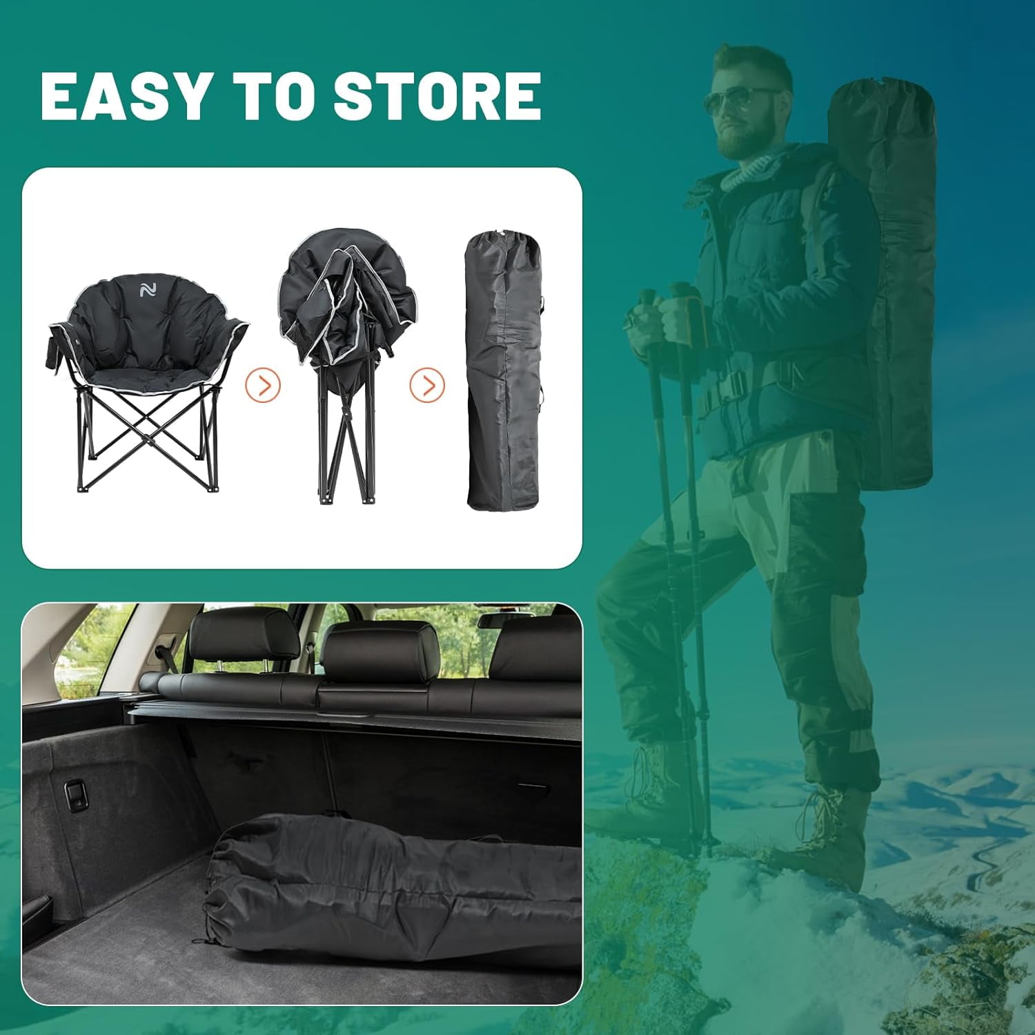 Slsy Heated Camping Chair Oversized, XL Heated Chair Outdoor Sports, 3 Heating Levels Adjustable Camping Chairs for Adults with Storage Bag, Folding Outdoor Chair - Image 5