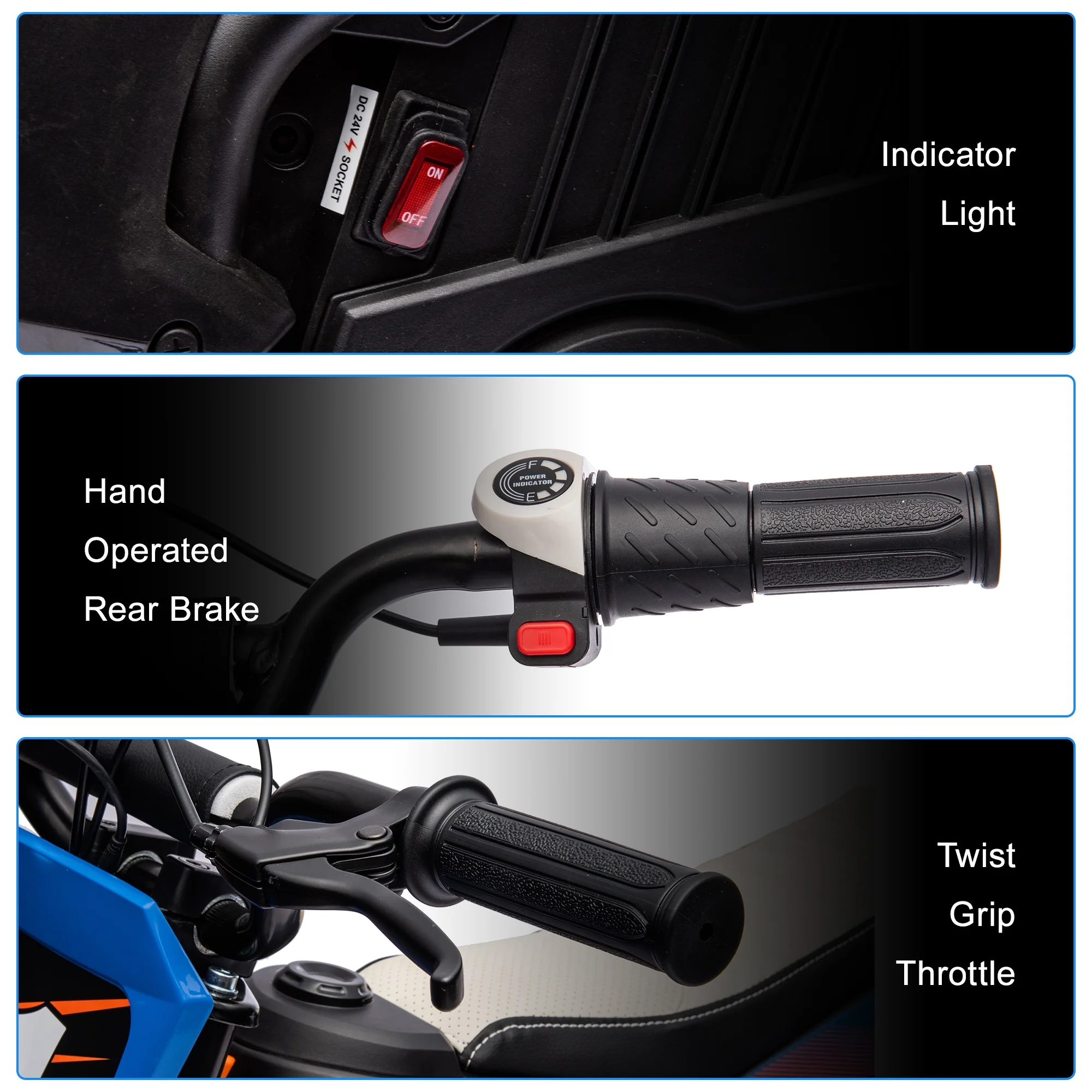 COCLUB 24V Electric Dirt Bike for Kids 13+, Kids Electric Motorcycle & Ride on Bike, Ride On Toy for Kids with 250W Motor, 30-Min Ride On Time, Hydraulic Suspension, Blue - Image 2