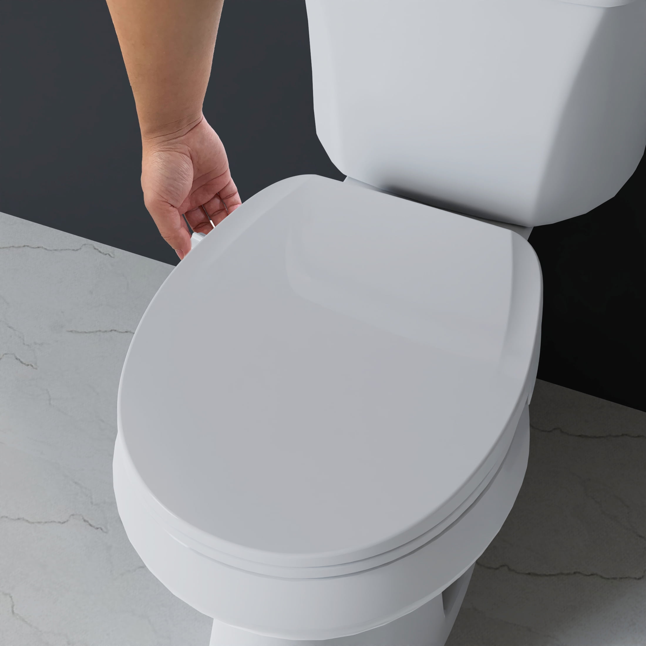 Mainstays Round Non-Electric Bidet Toilet Seat with Dual Self-Cleaning Nozzles, Daisy White - Image 2