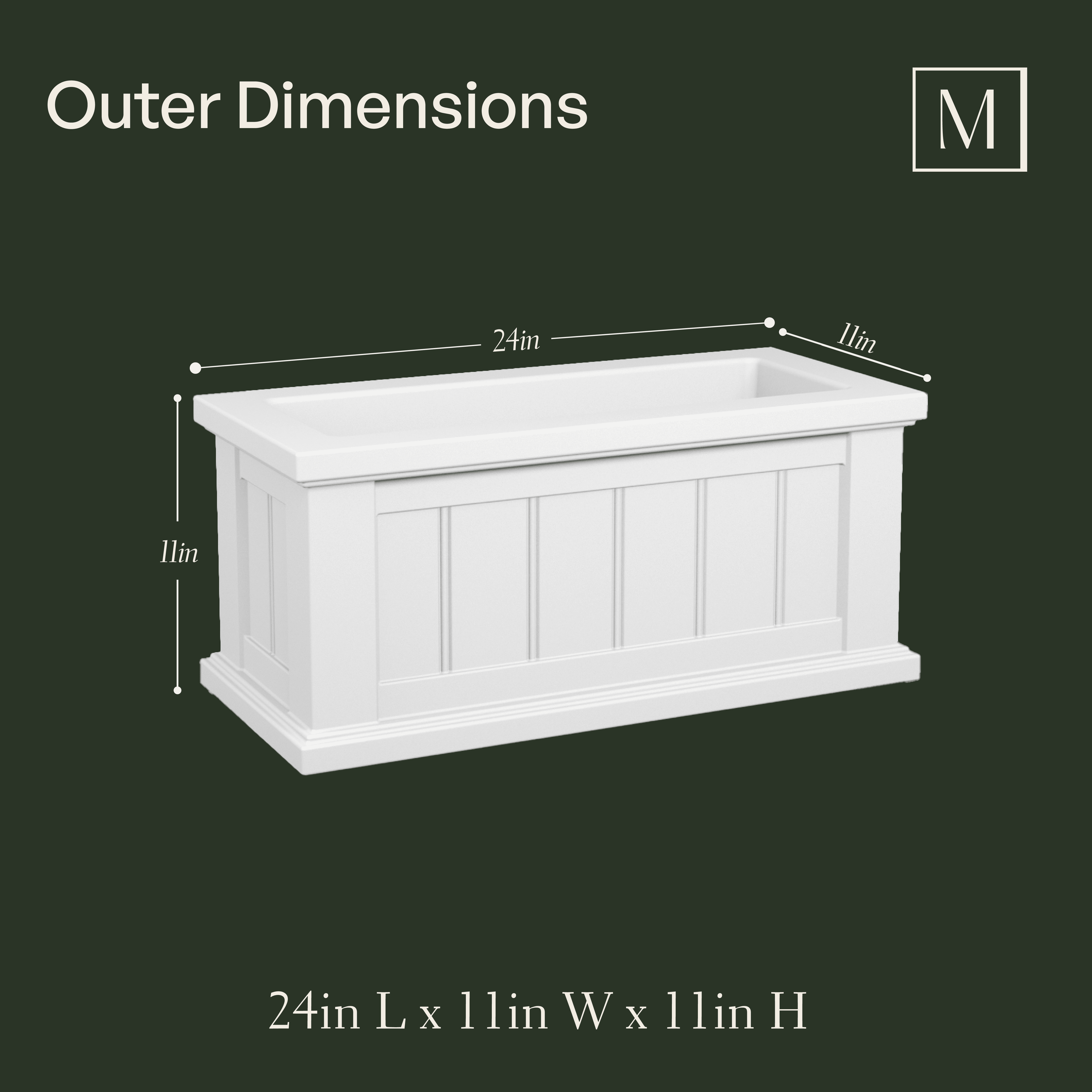 Cape Cod 24" x 11" x 11" Rectangle White Self-Watering Plastic Planter - Image 11