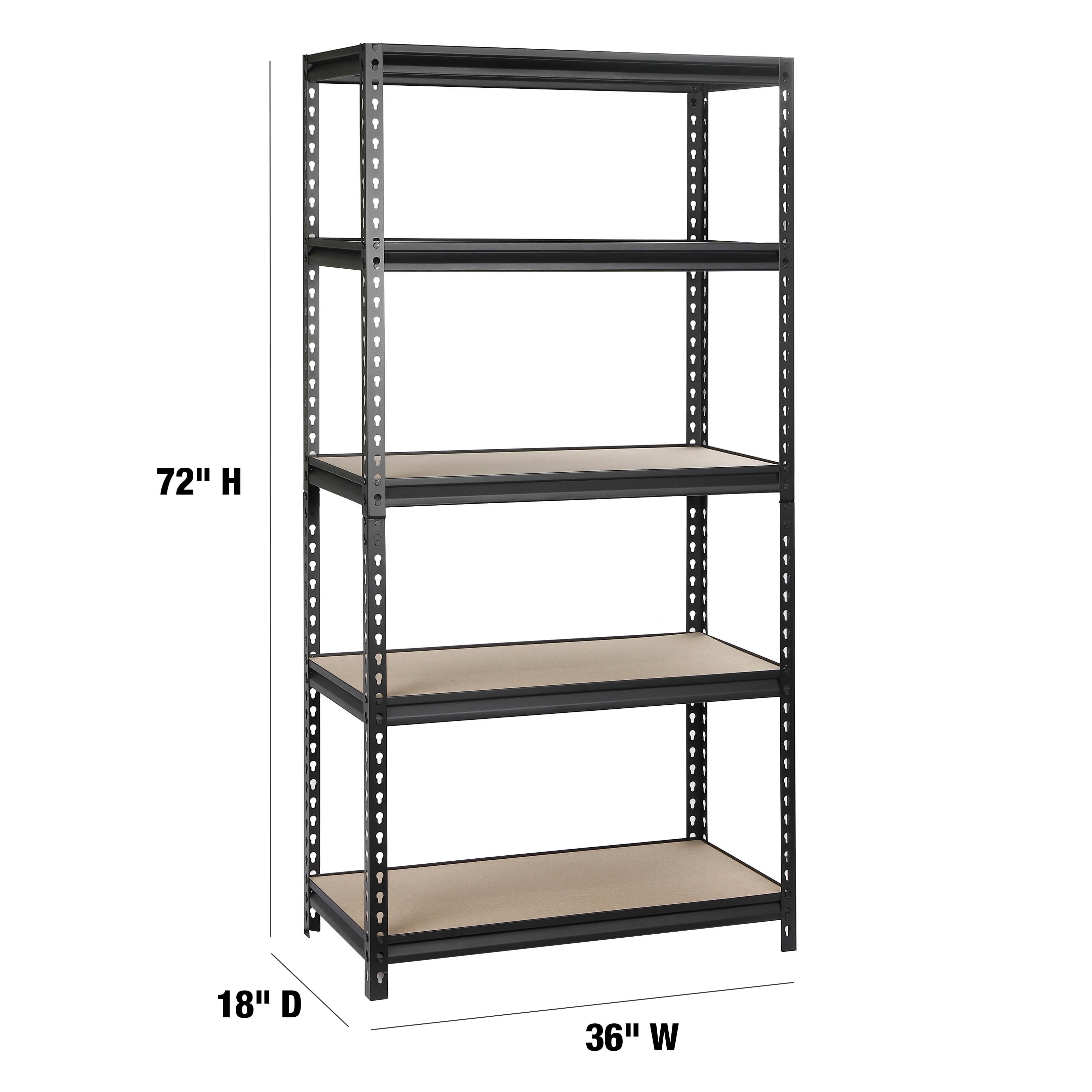 WORKPRO Steel 5-Tier Storage Shelf Unit 72-Inch-H x 36-Inch-W x 18-Inch-D, 4000lb Total Capacity, Black - Image 6