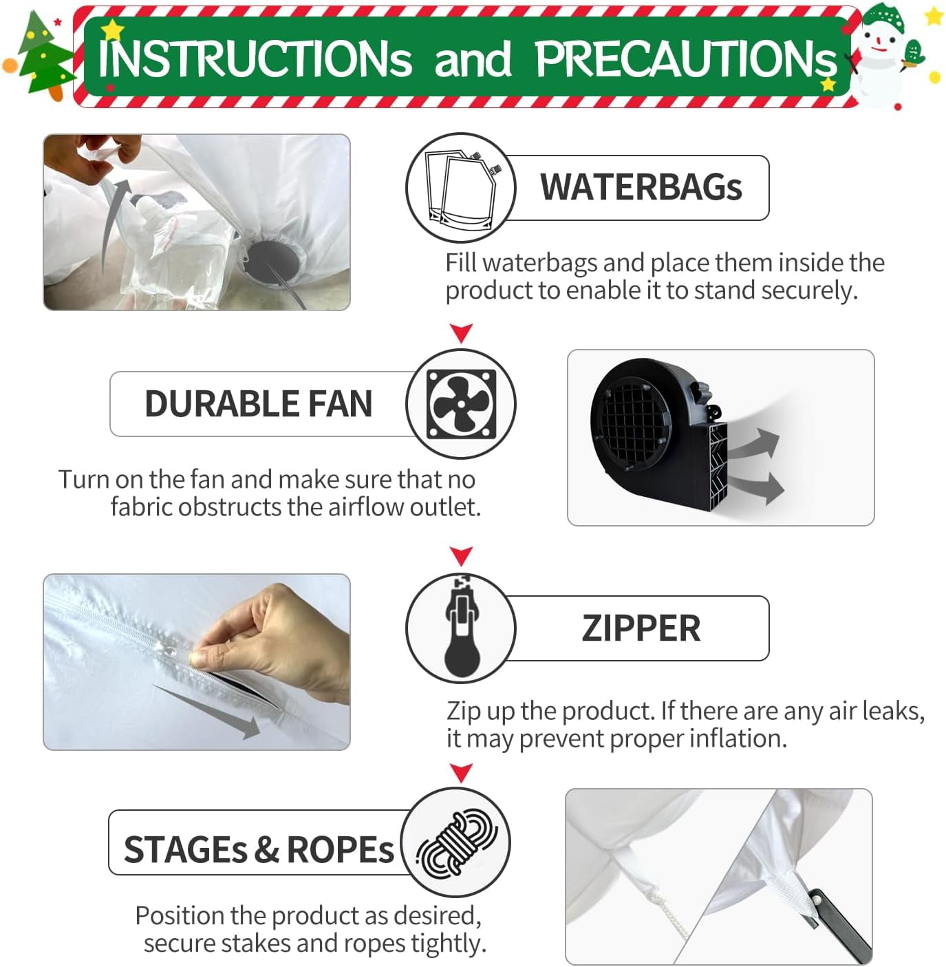 DeeKom 12' Christmas Inflatable Outdoor Decorations, Xmas Giant Blow up Santa Claus with Gift Bag, Built-in LEDs for Lawn Yard Garden Party Festival Celebration - Image 2