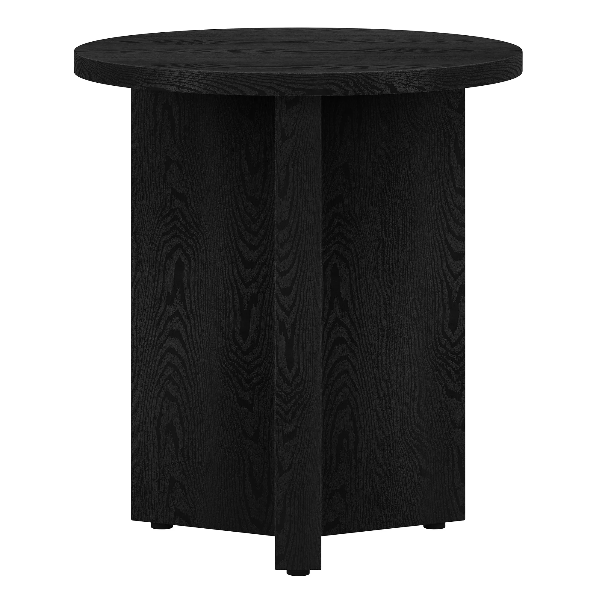 Evelyn&Zoe Anders 20" Wide Round Side Table, Black Grain - Image 3