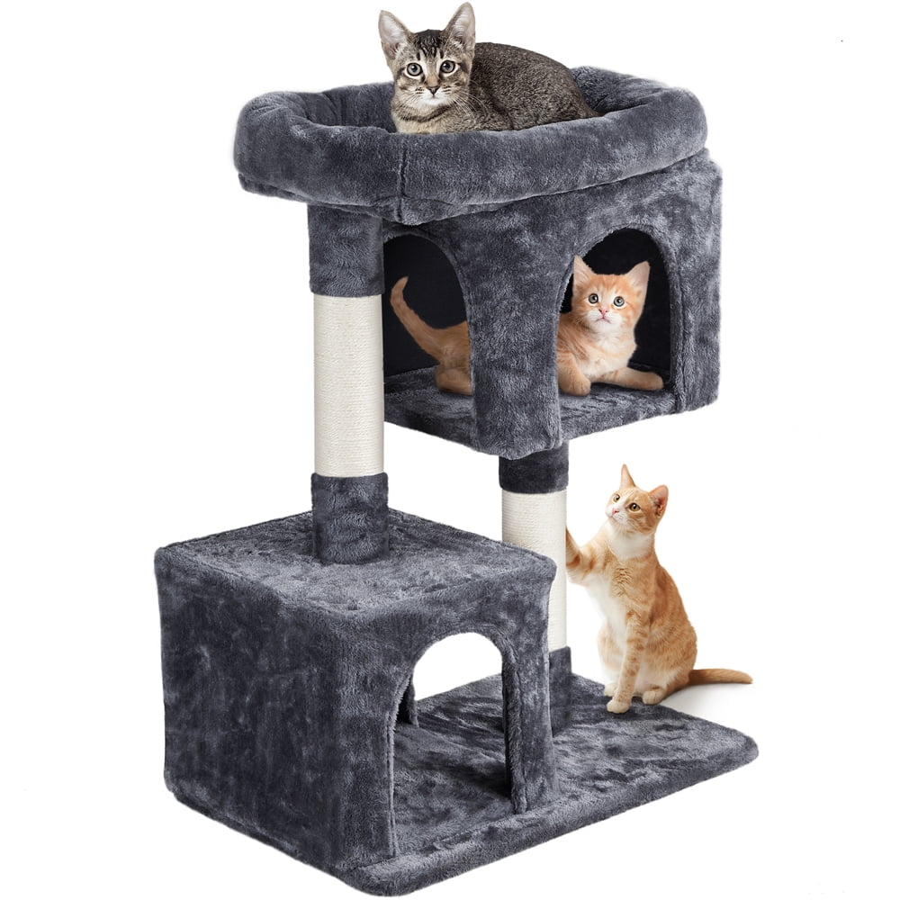 Renwick 33.5" Height Small Cat Tree Tower with 2 Condos, Dark Gray - Image 3