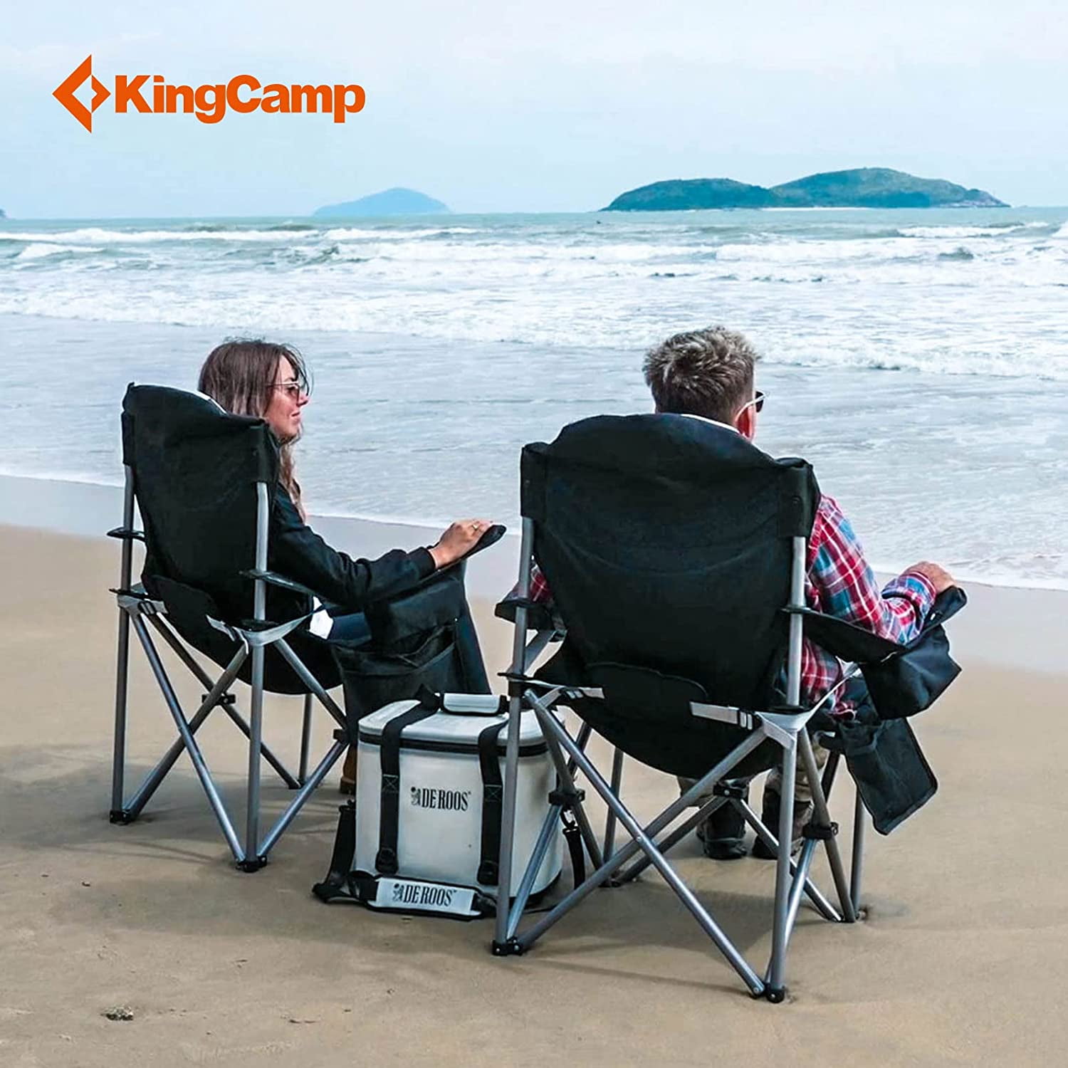 KingCamp Oversized Heavy-Duty Folding Camping Chair - Extra Wide Design, Padded Seat & Lumbar Support, Ideal for Adults, Support 353LBS, Fishing, Picnic & Travel (Black) - Image 3