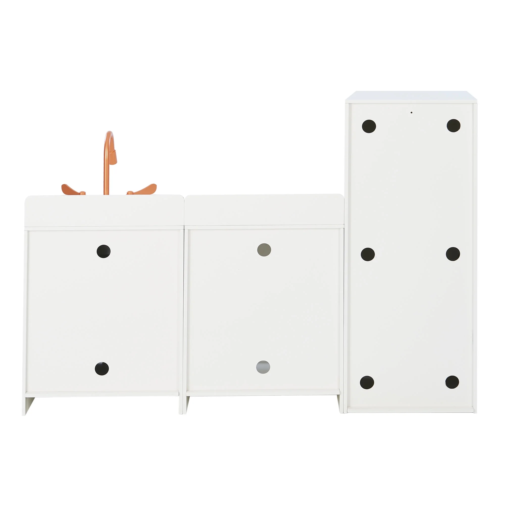 Teamson Kids Little Chef Paris Modular Play Kitchen with Refrigerator, Range Stovetop Oven, Sink, Ice Maker, White/Rose Gold - Image 9