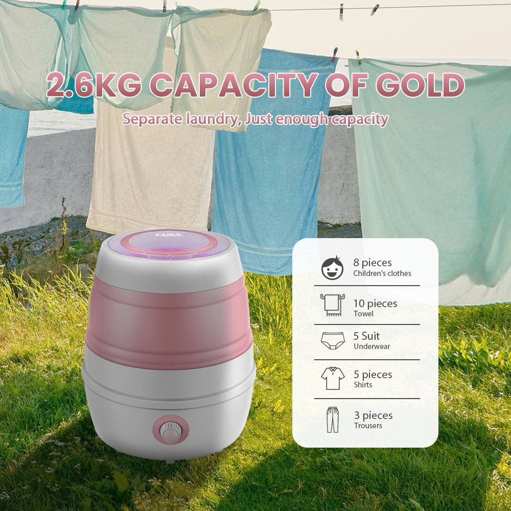KAPAS Foldable Mini Washing Machine, (5.7 lb/2.6kg Capacity) Portable Compact Lightweight Washer for Baby Clothes, Travel, Camping, Truck Driving, Trip, RV - Image 4
