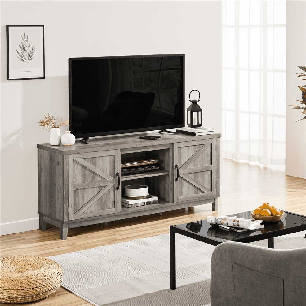 Alden Design Farmhouse Storage TV Stand for TVs up to 65", Gray - Image 2