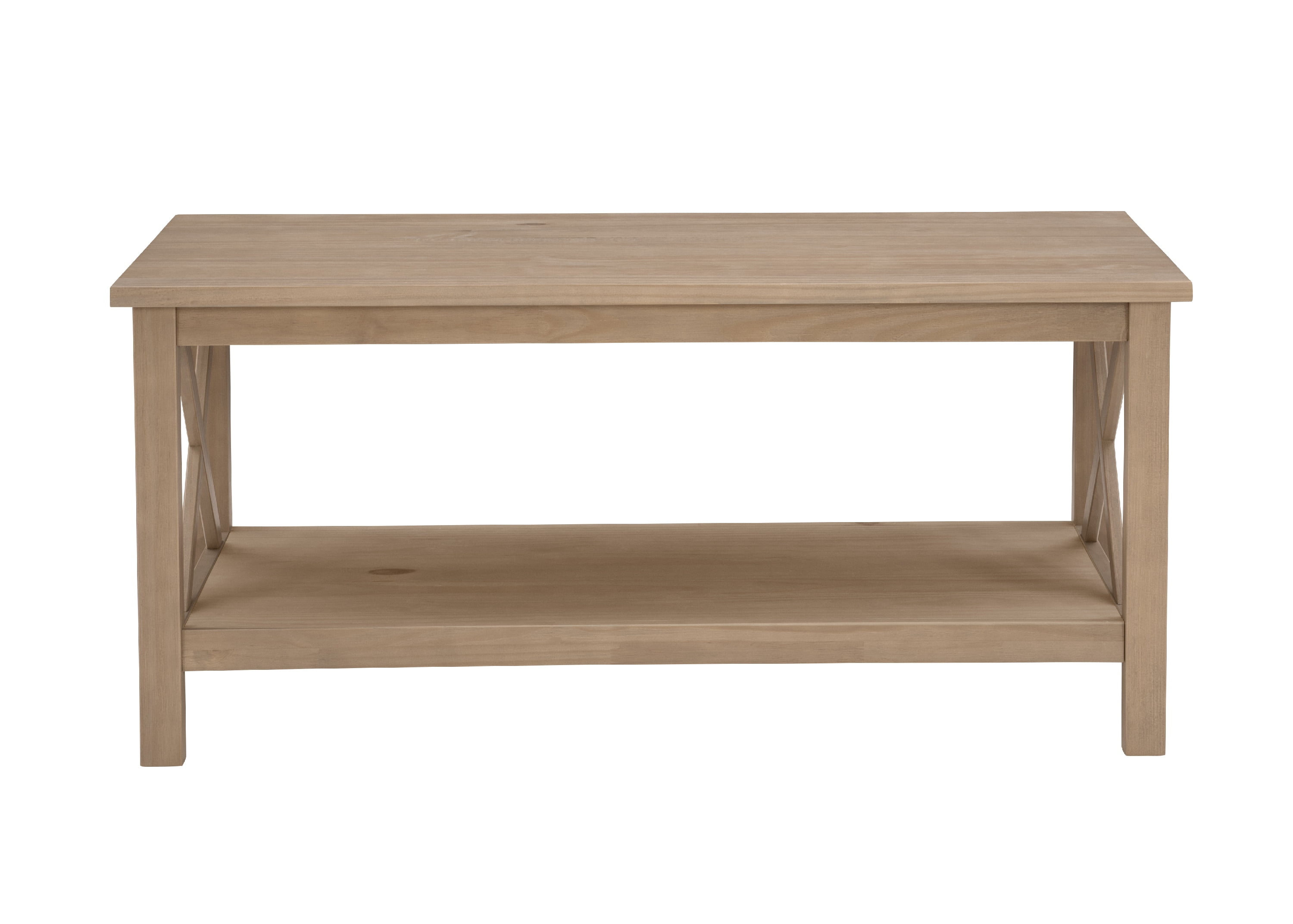 Linon Davis Farmhouse Coffee Table with Shelf, Driftwood - Image 6