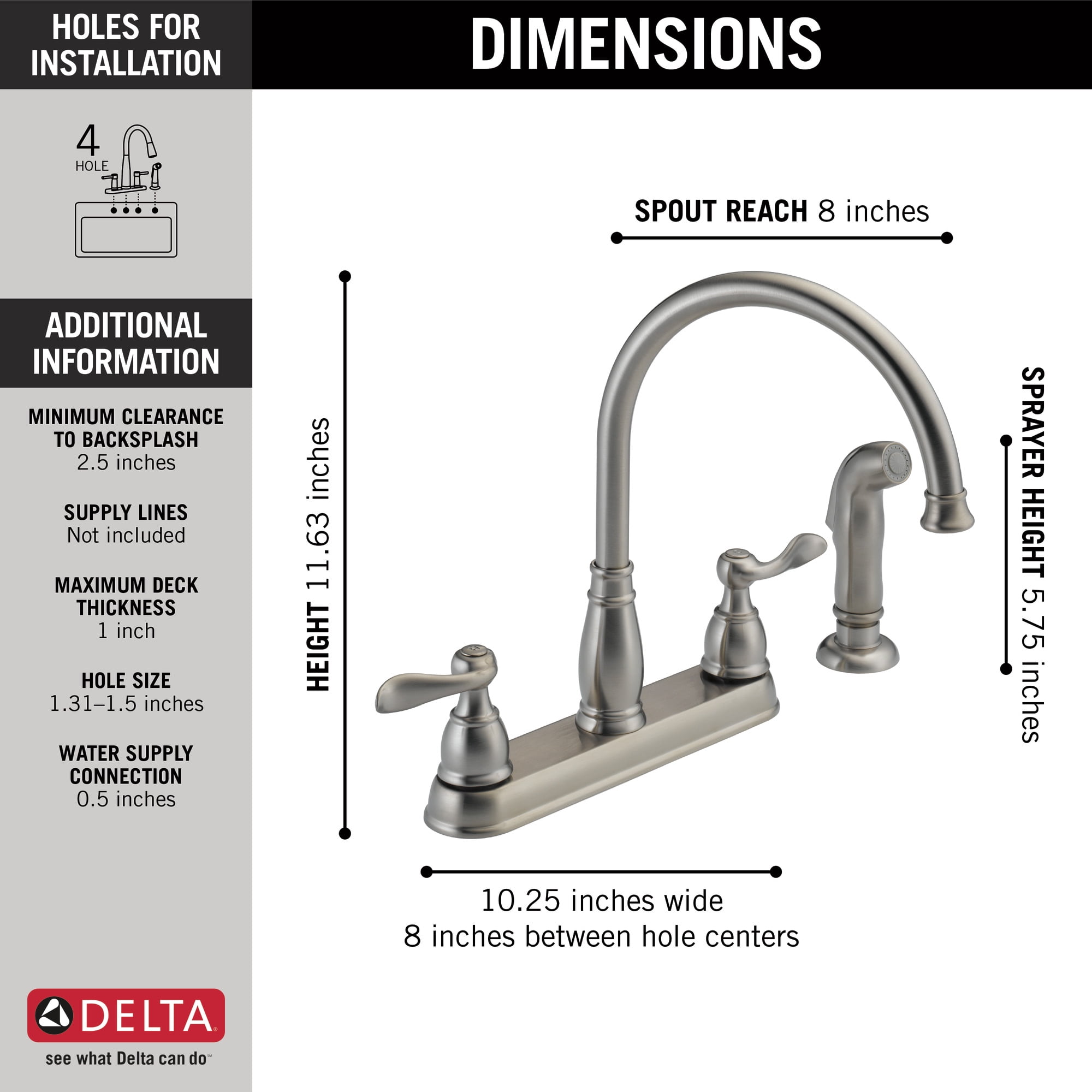 Delta Windemere Two-Handle Kitchen Faucet - 21996LF-SS - Stainless - Image 4