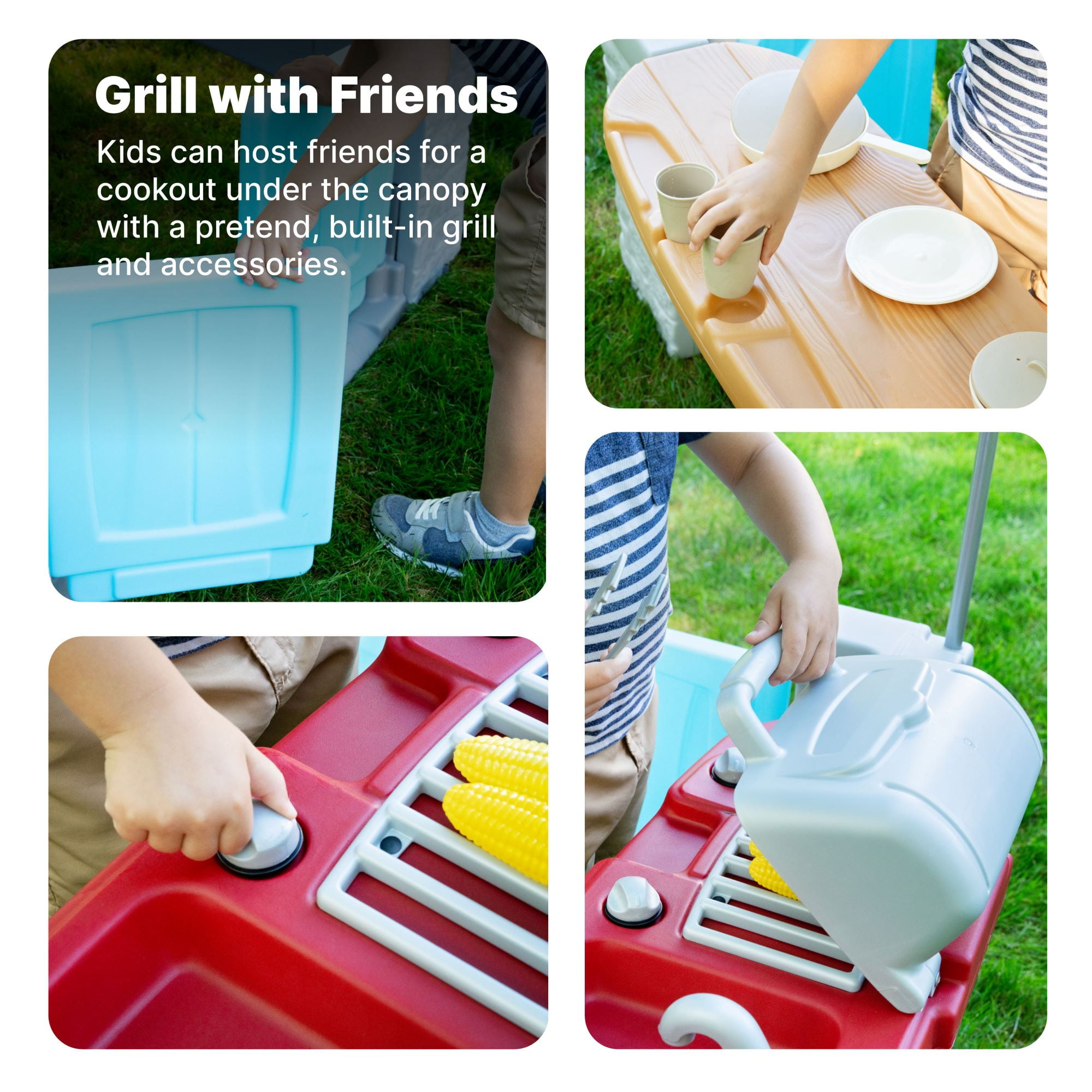 Step2 All Around Play Pavilion Gray Kids Plastic Playhouse for Outdoor Fun Ages 2 Years Plus - Image 7