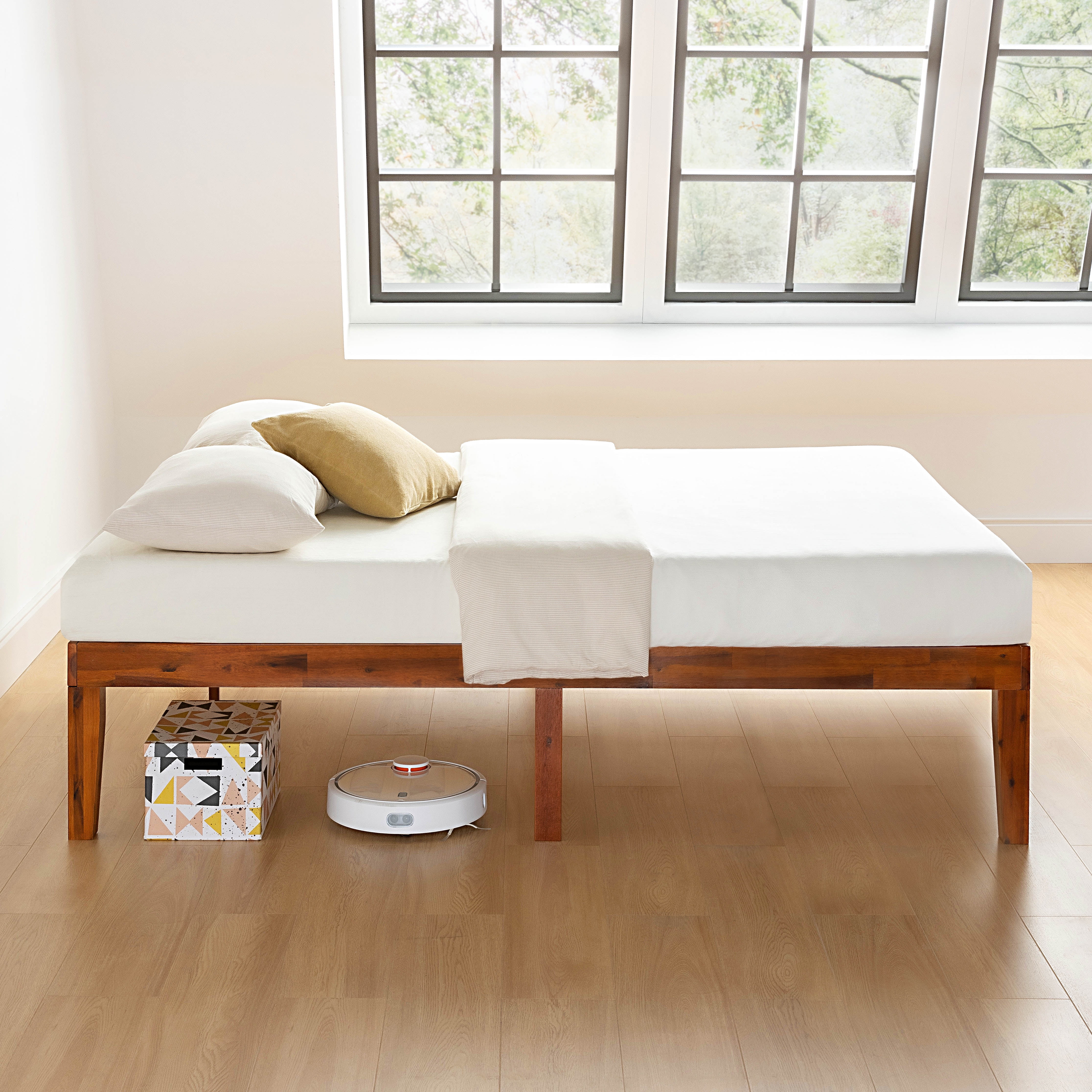 Mellow Naturalista Classic 16" Solid Wood Platform Bed with Wooden Slats, Cherry, Twin - Image 9