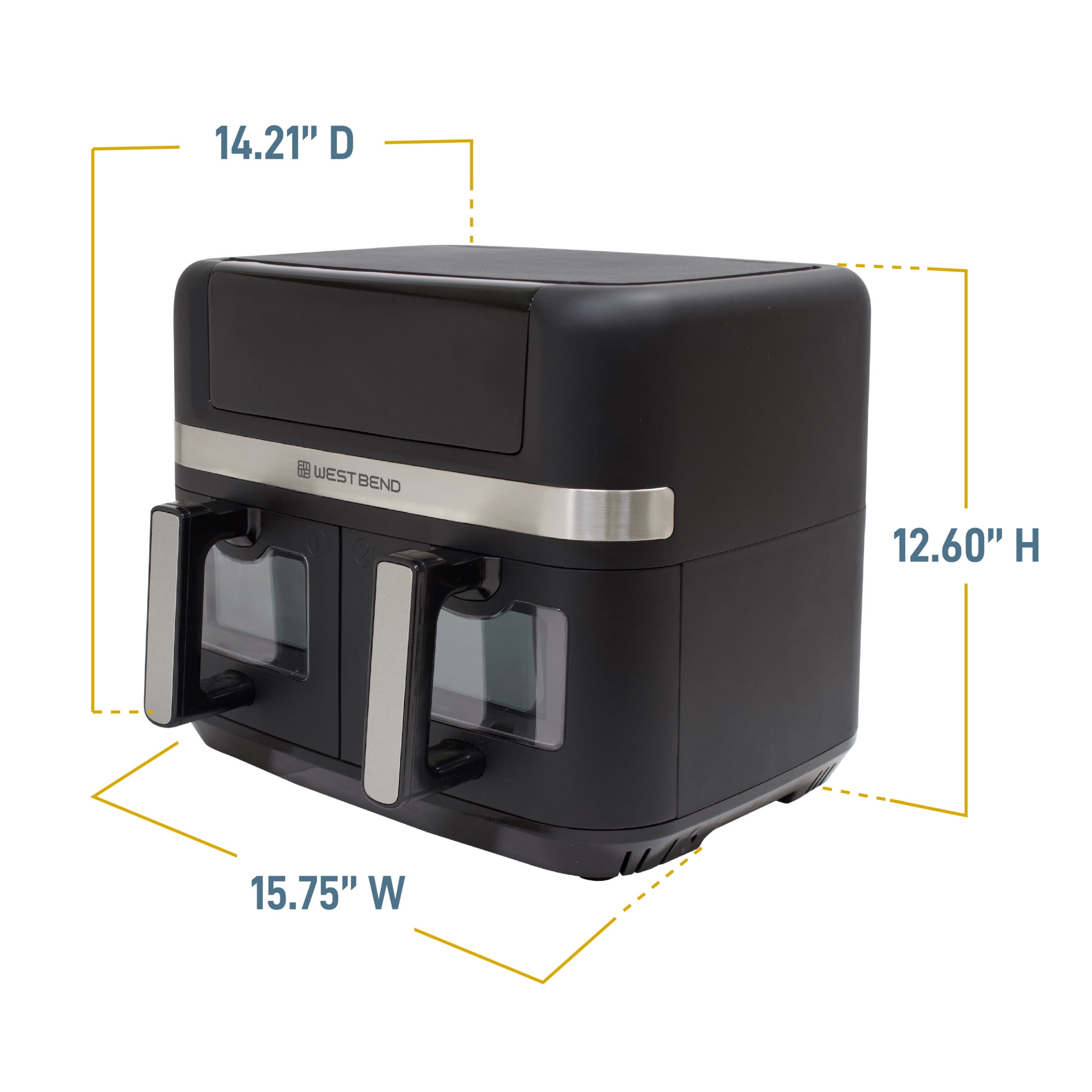 West Bend 10 Qt. Double UP Air Fryer with 15 Presets and Easy-View Windows, in Black (AFWB10BK13) - Image 6