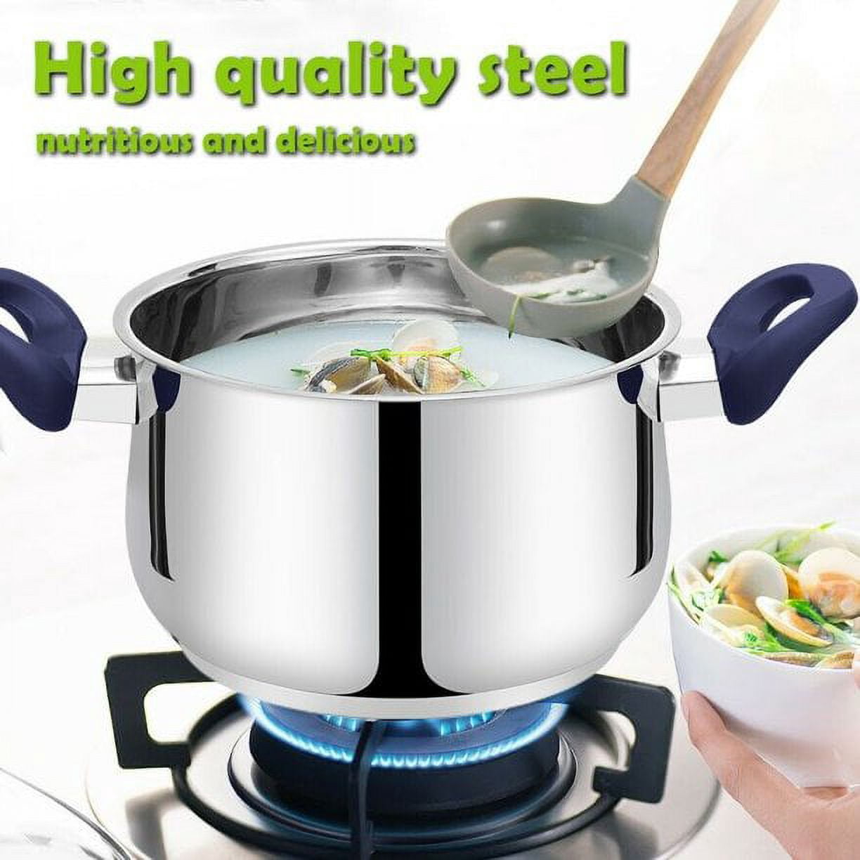 New 4-Piece Cookware Set Stainless Steel,Blue - Image 4