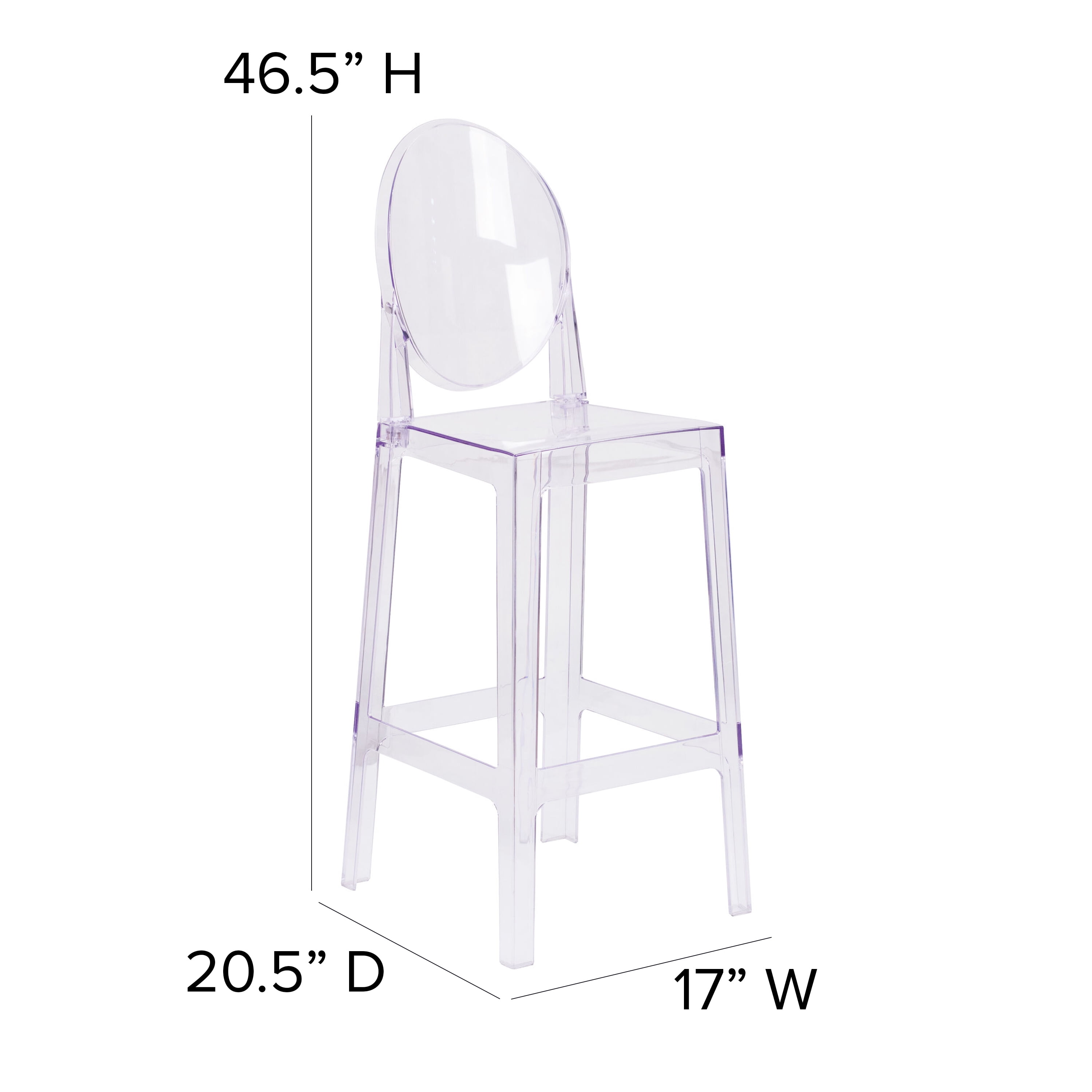 Flash Furniture Revna Ghost Barstool with Oval Back, Transparent Crystal - Image 3