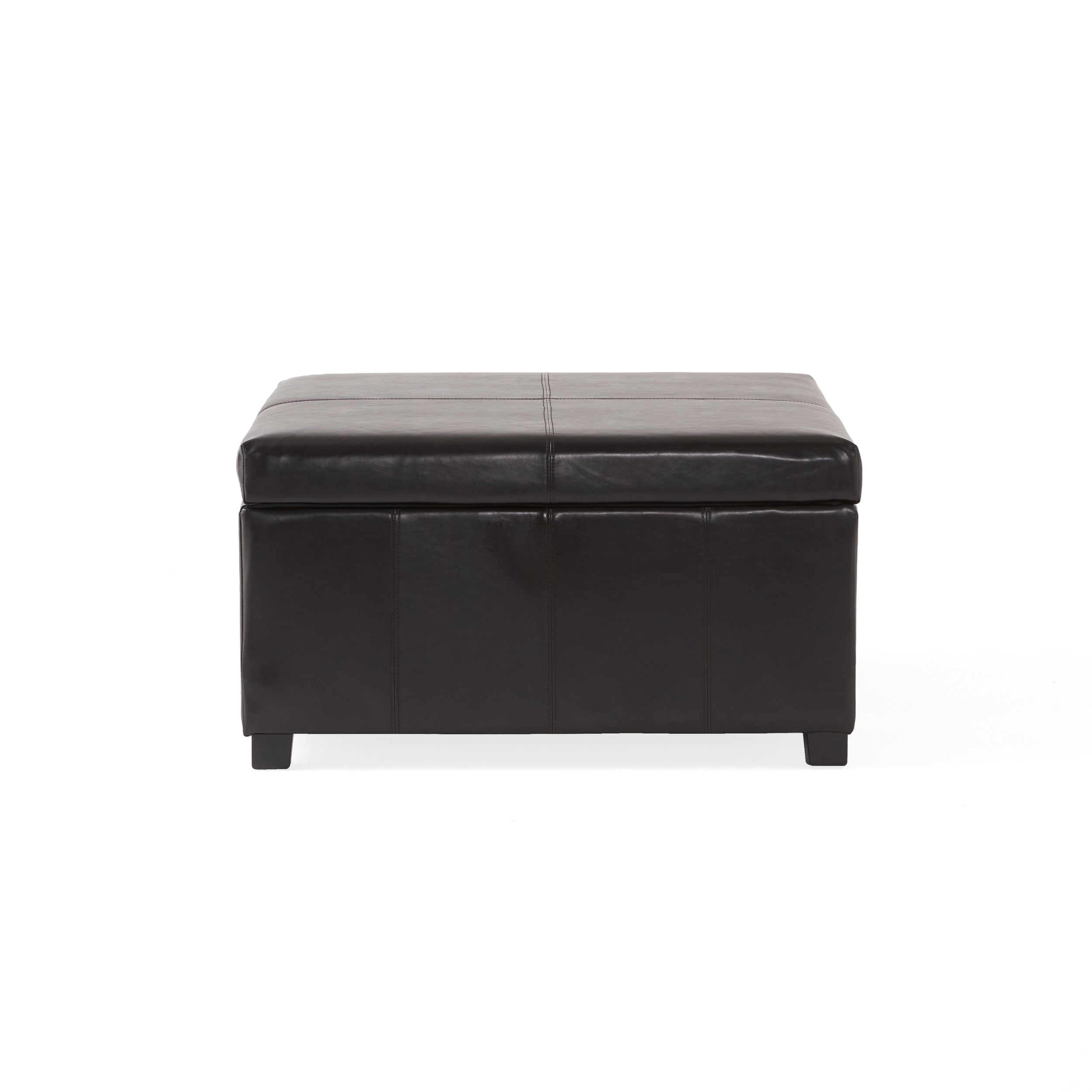 Noble House Abigail Indoor Espresso Bonded Leather Square Storage Ottoman - Image 3