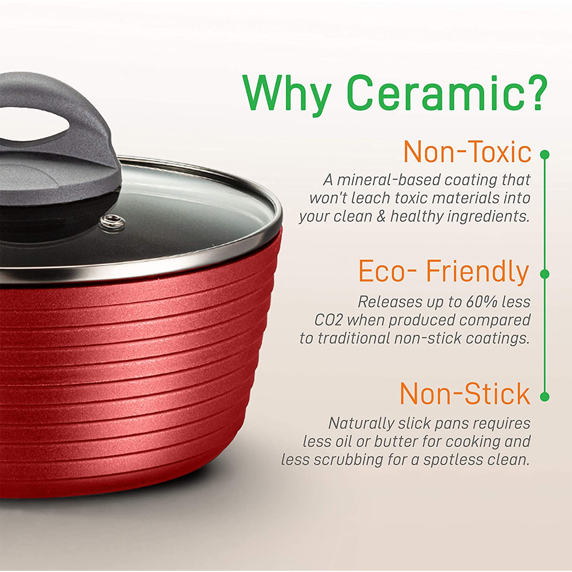 NutriChef NCCW12RED - Kitchenware Pots & Pans Set - Stylish Kitchen Cookware, Non-Stick Coating Inside & Outside + Heat resistant Lacquer Outside, Dark Gray Inside and Red Outside (12-Piece Set) - Image 3