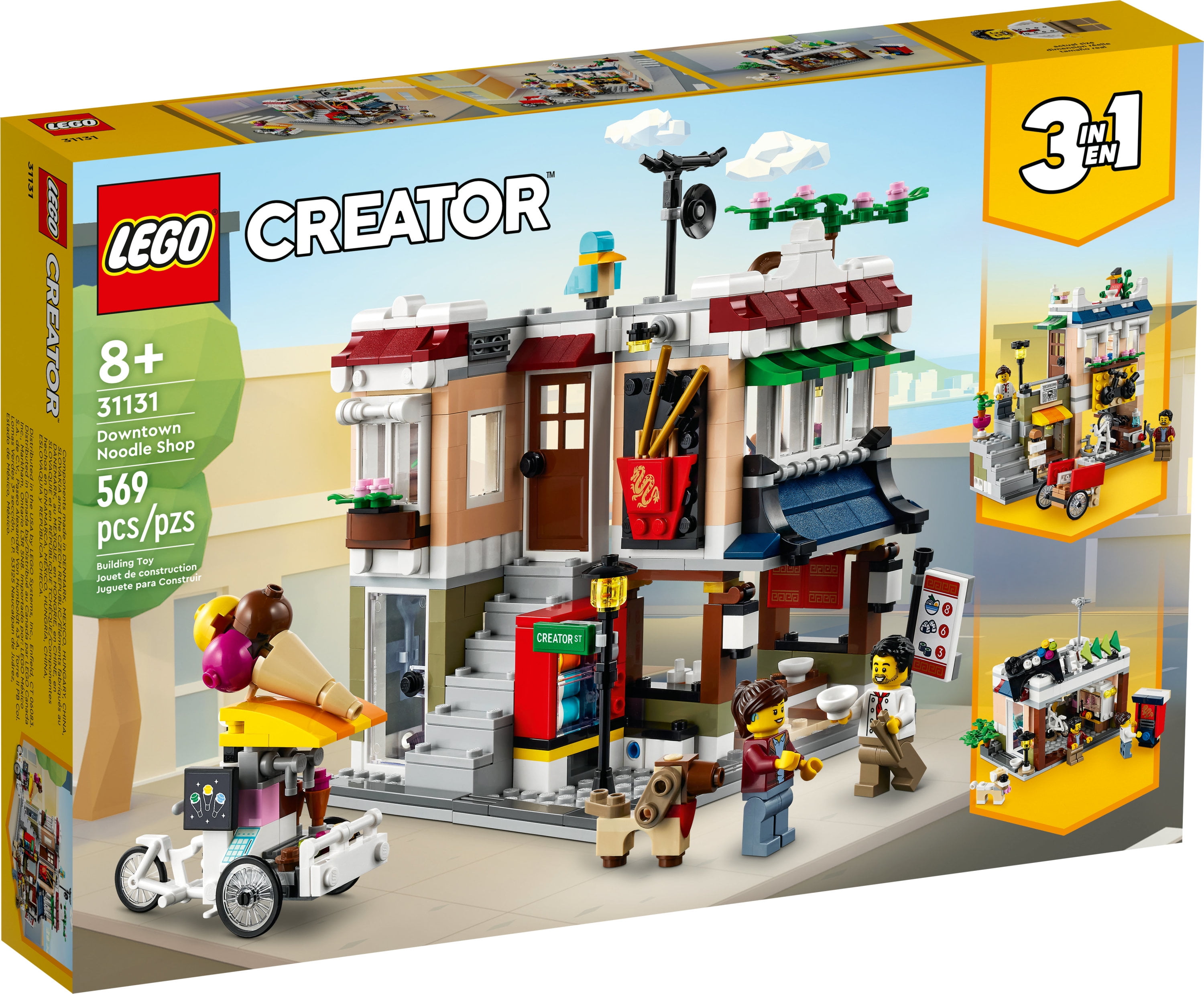 LEGO Creator 3 in 1 Downtown Noodle Shop House, Transforms from Noodle Shop to Bike Shop to Arcade, Modular Building Set, Toy Gift for Kids 8 Years and Up, 31131 - Image 2