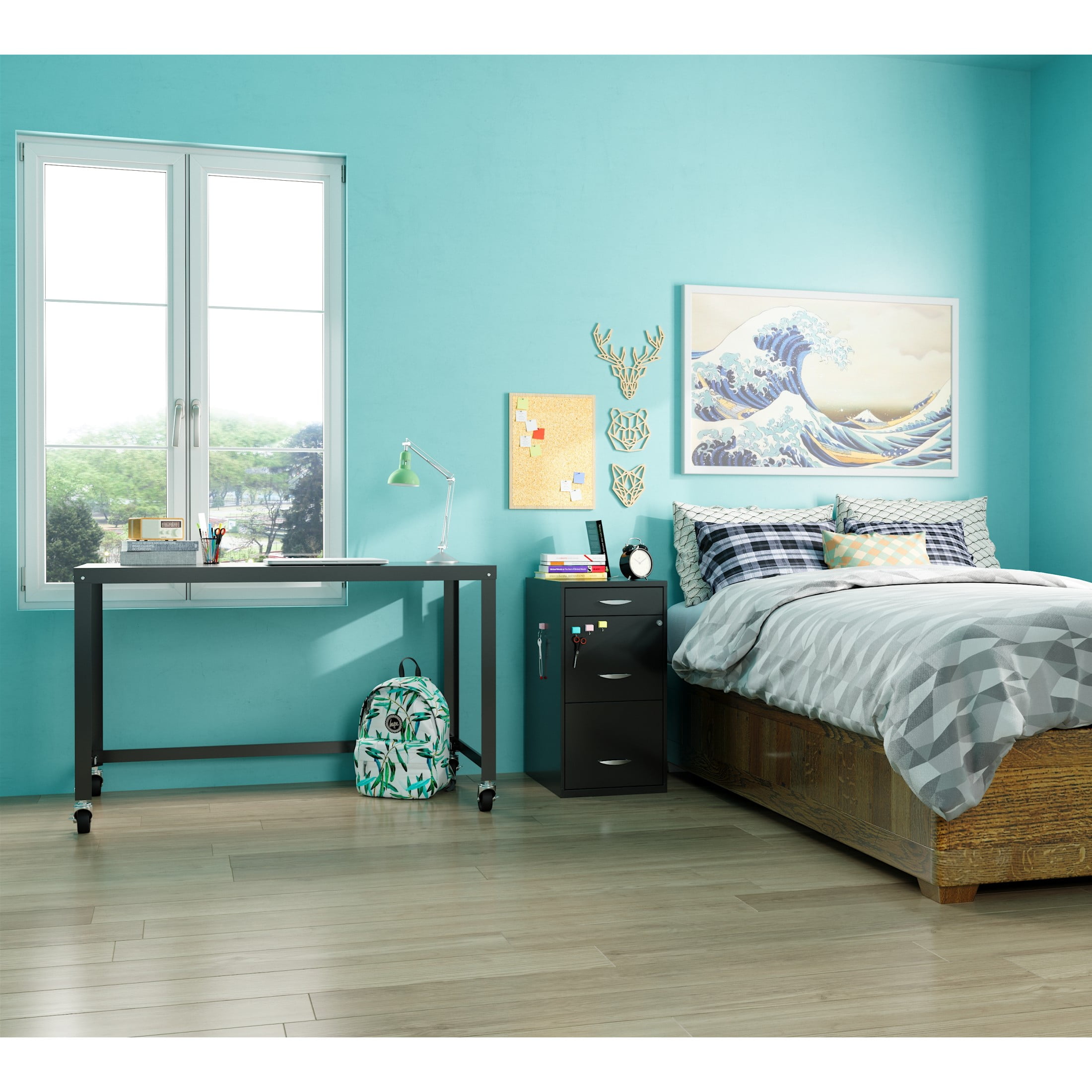 Space Solutions 3 Drawer Letter Width Vertical File Cabinet with Pencil Drawer, Black - Image 12