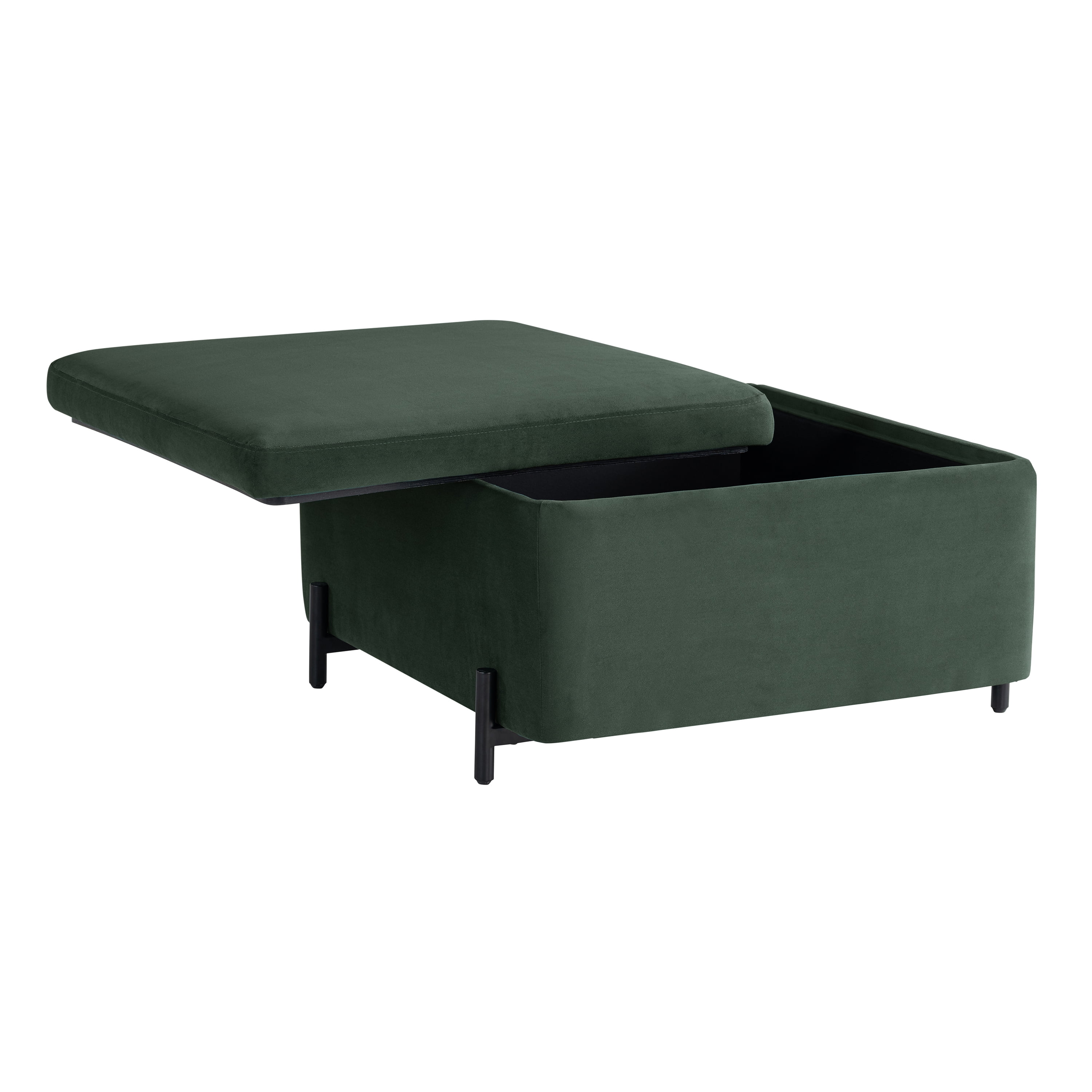 Studio Living Kingston Modern Large Storage Ottoman, Green Velvet Fabric - Image 20