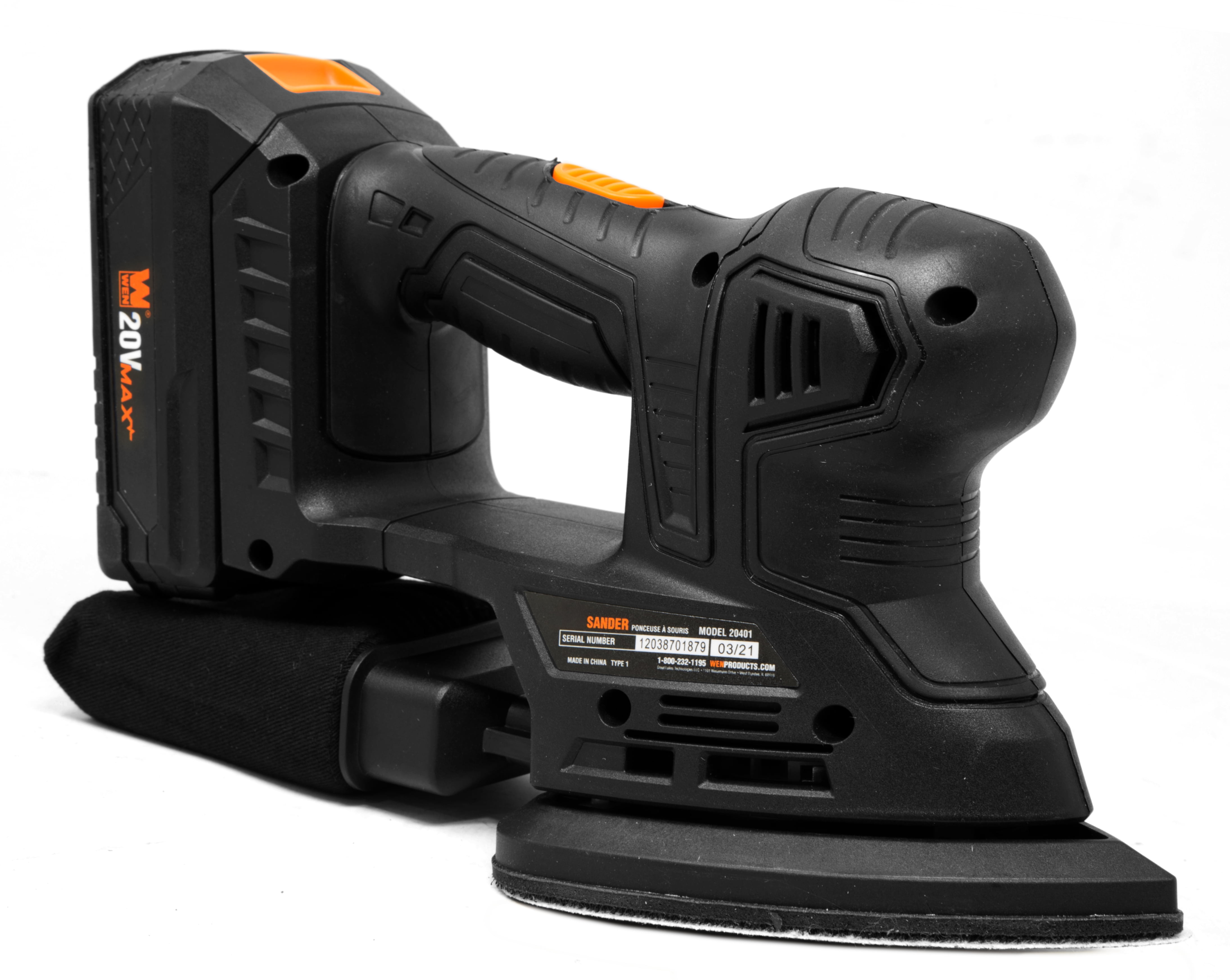 WEN 20401 20V Max Cordless Detailing Palm Sander with 2.0 Ah Lithium-Ion Battery and Charger - Image 8