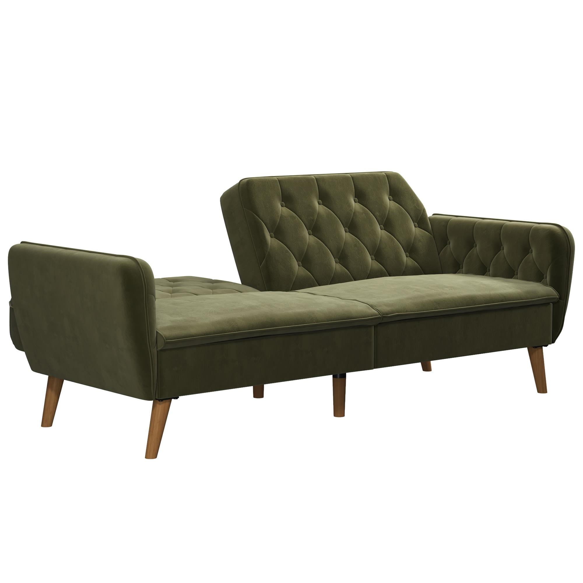 Novogratz Tallulah 83" Memory Foam Futon Sofa Bed, Green Velvet - Image 15