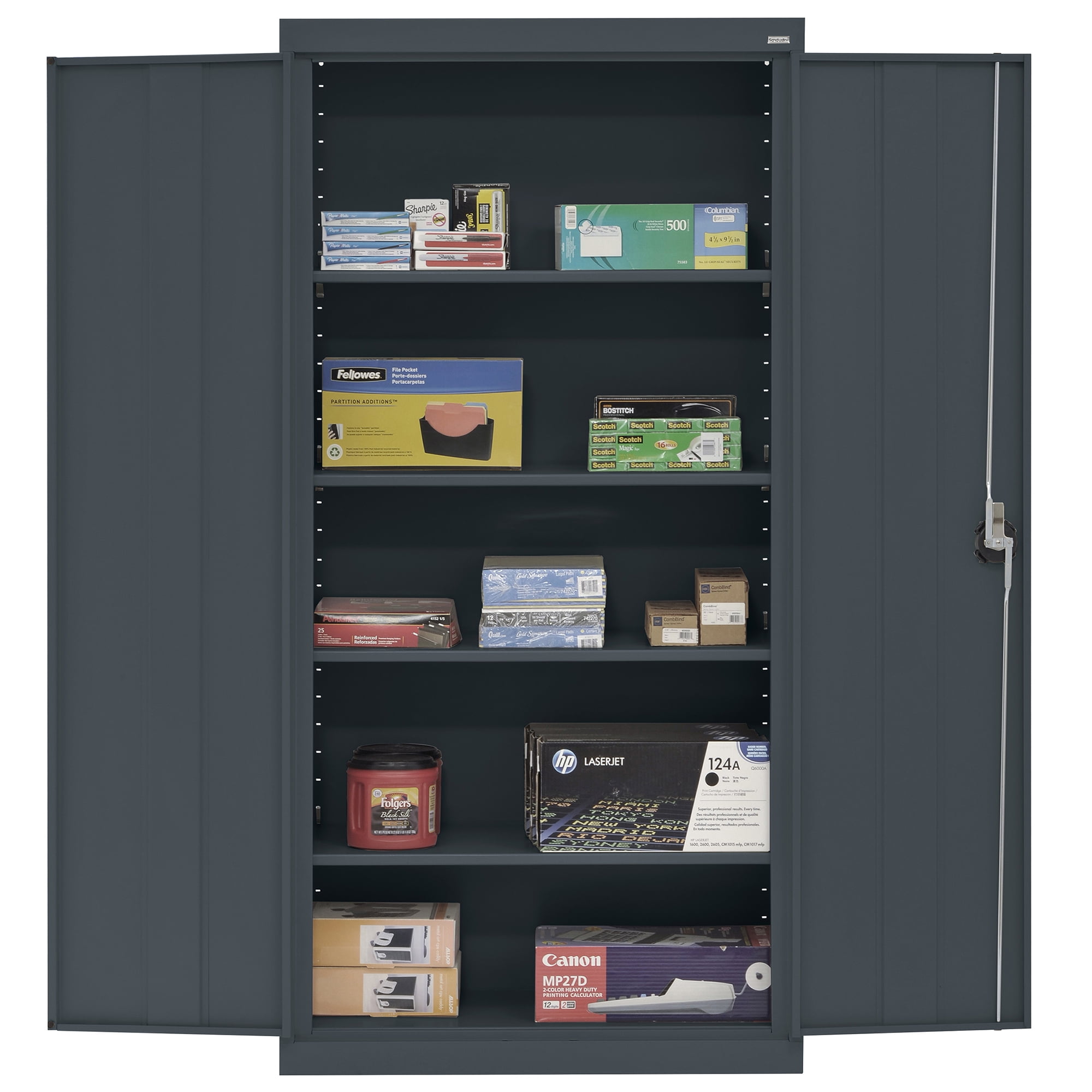 Sandusky Lee 36"W x 18"D x 72"H 5-Shelf Freestanding Steel Storage Cabinet with Recessed Handle, Charcoal Gray - Image 7