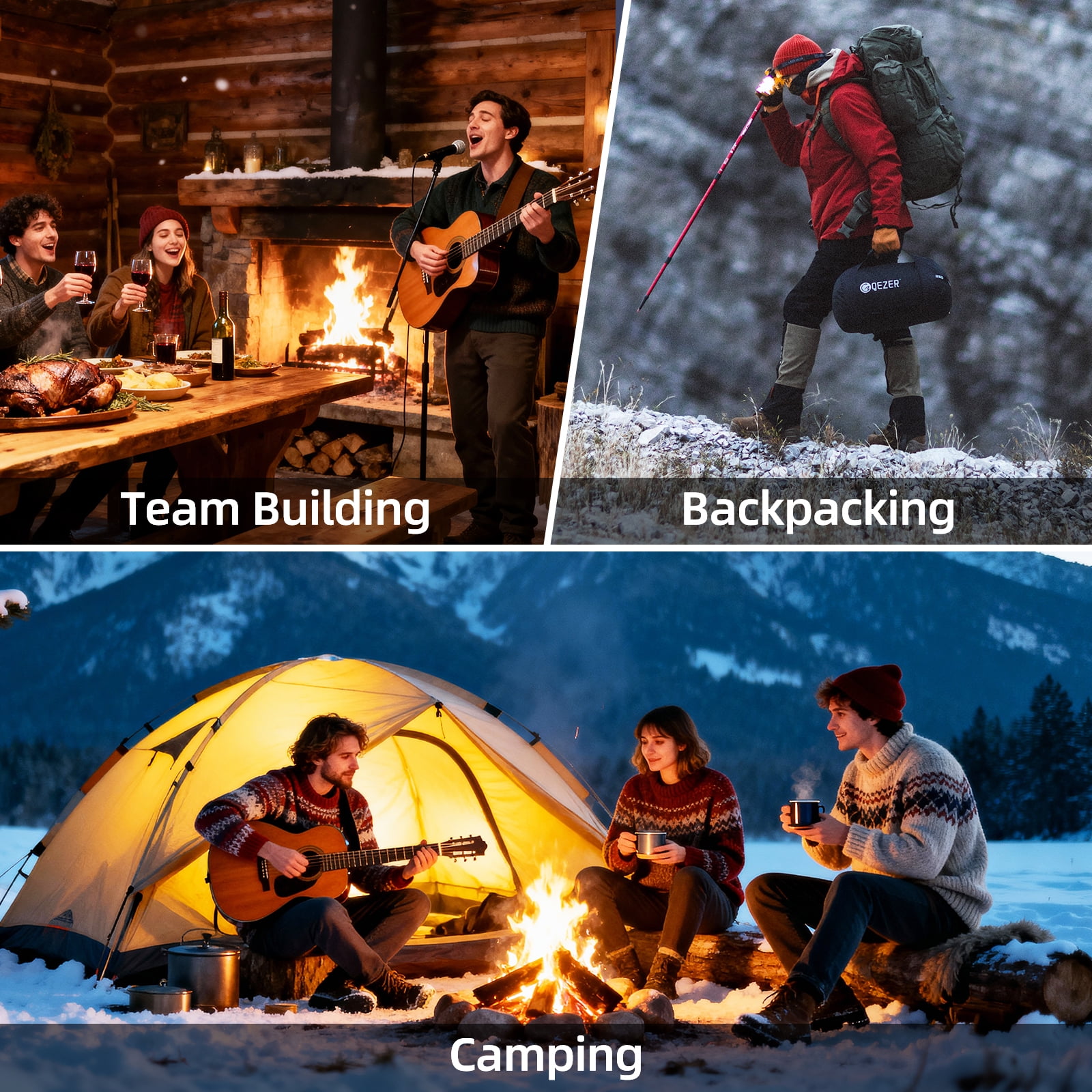 QEZER Adult Mummy Down Sleeping Bag, Perfect for Extreme Cold Weather, Essential for Camping and Backpacking, with compression sack, 88.6" × 32.3", 3.44 lb, Black - Image 7