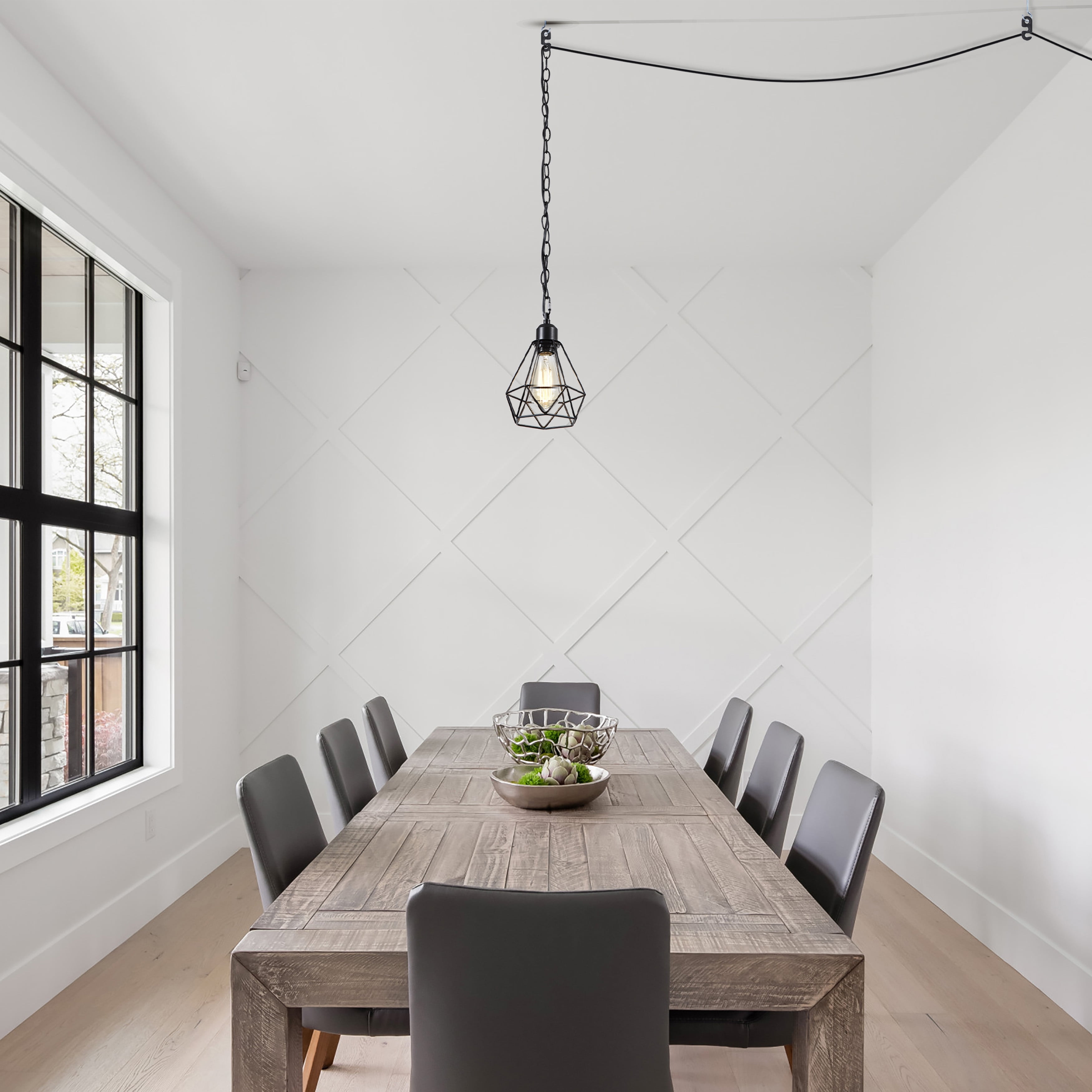 Plug in Chandelier Hanging Pendant Lights Plug in Ceiling Light Fixtures 2 Pack Black with 20-FT Cord Pendant Lighting for Kitchen Hallway - Image 5